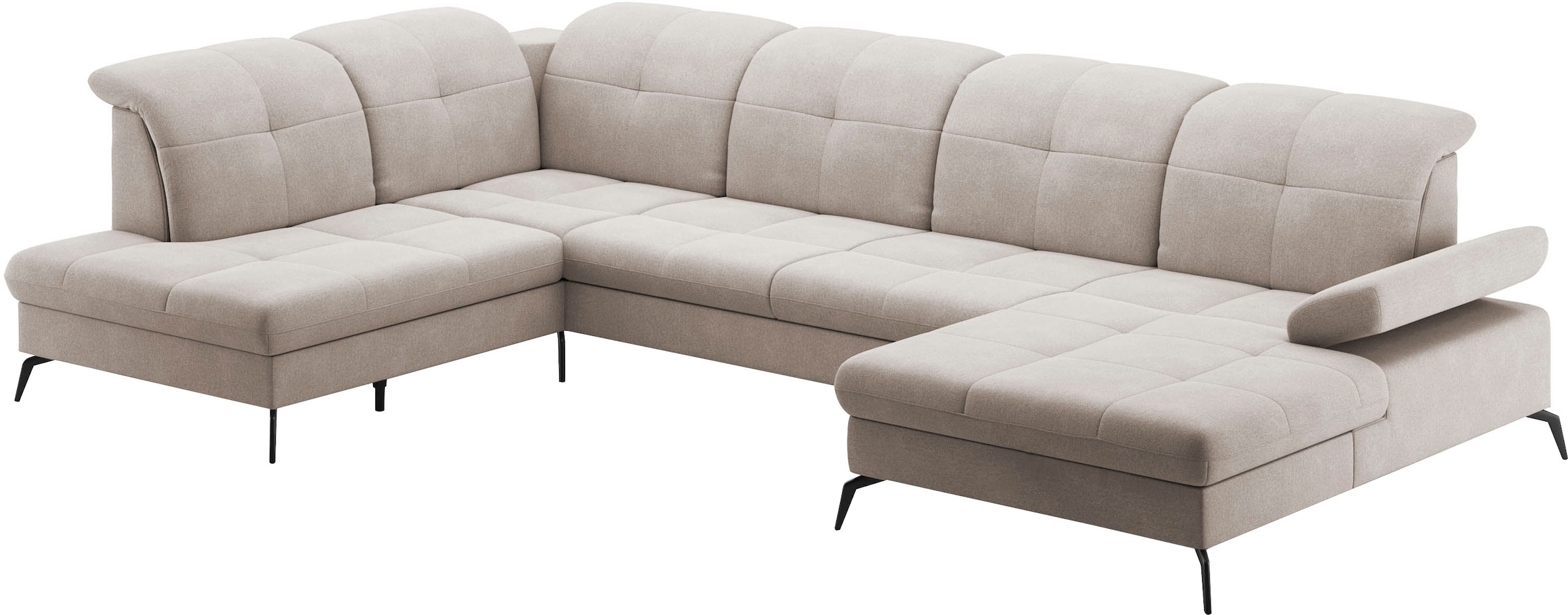 sit&more Wohnlandschaft »Amica, U-Form, inkl. Sitztiefenverstellung und Armteilverstellung«, wahlweise mit Kopfteilverstellung, Bettfunktion und Bettkasten