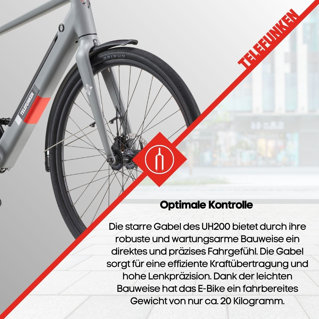 Telefunken E-Bike »UH200«, 7 Gang, Shimano, Heckmotor 250 W, (28 Zoll, Straßenzulassung, Scheibenbremsen, leichtes E-Bike ca. 20 kg), Pedelec, Elektrofahrrad für Herren u. Damen, Urbanbike