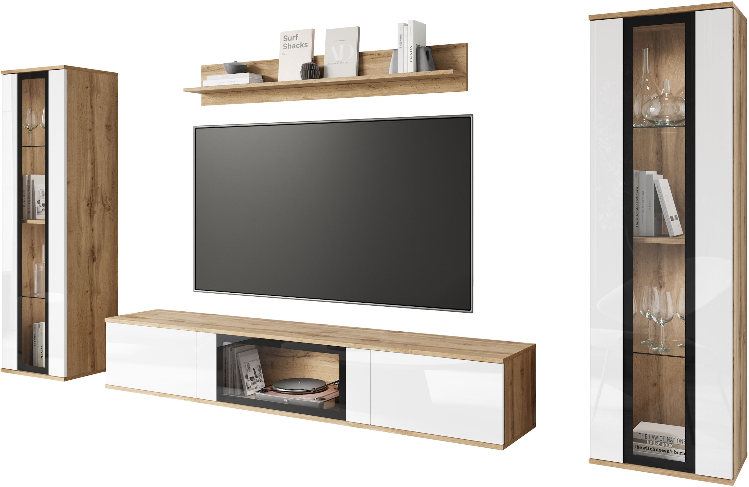 INOSIGN Wohnwand »Caro, stehend und hängend montierbar«, (Komplett-Set, 4 S günstig online kaufen