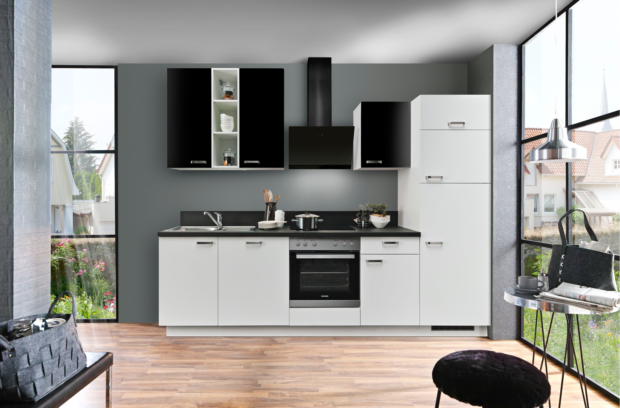 KOCHSTATION Küche »"KS-Bari", wahlw. mit E-Geräten & Geschirrspüler«, Soft-Close-Funktion und Vollauszug, vormontiert, Breite 280 cm