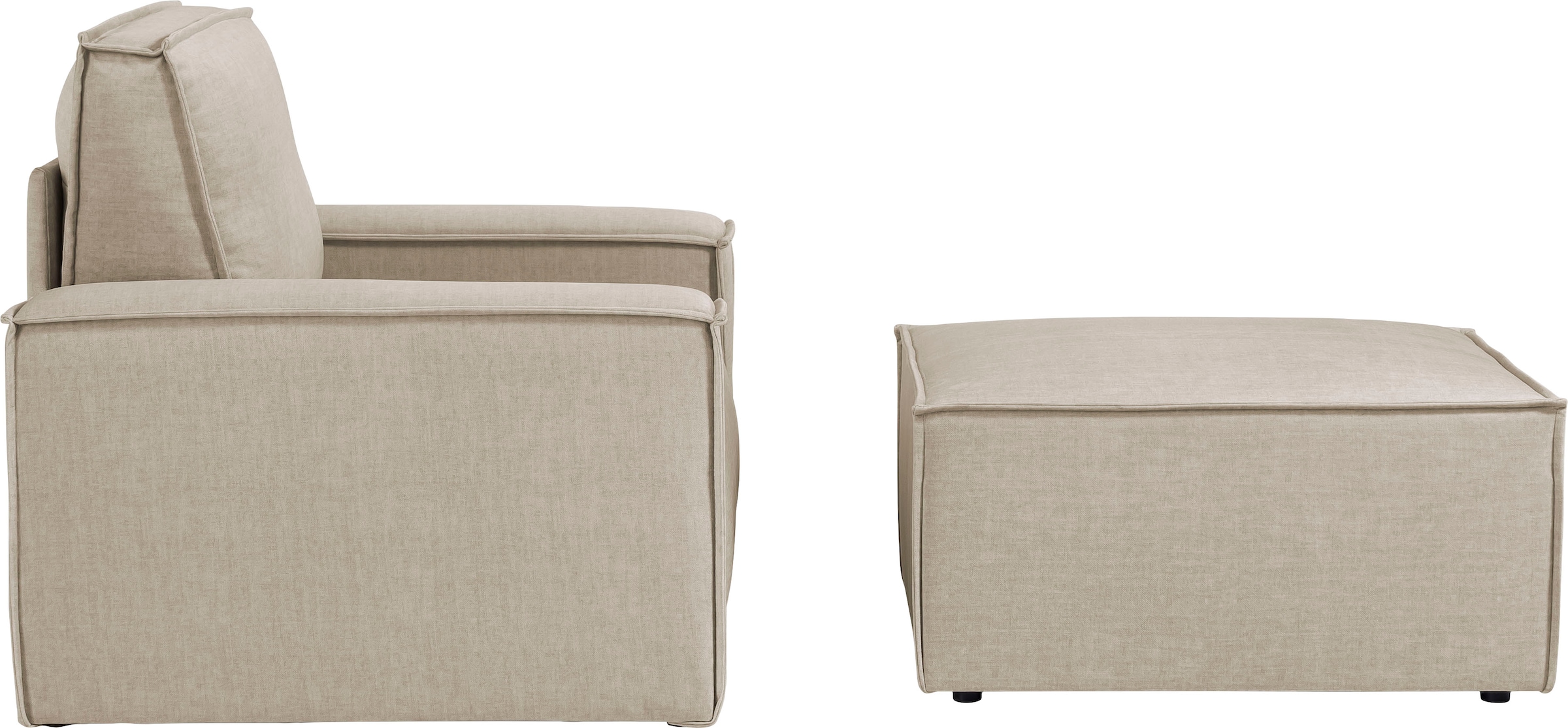Home affaire Sessel »SHERWOOD«, Loveseat und Hocker im Set, passend zur Polster-Serie SHERWOOD