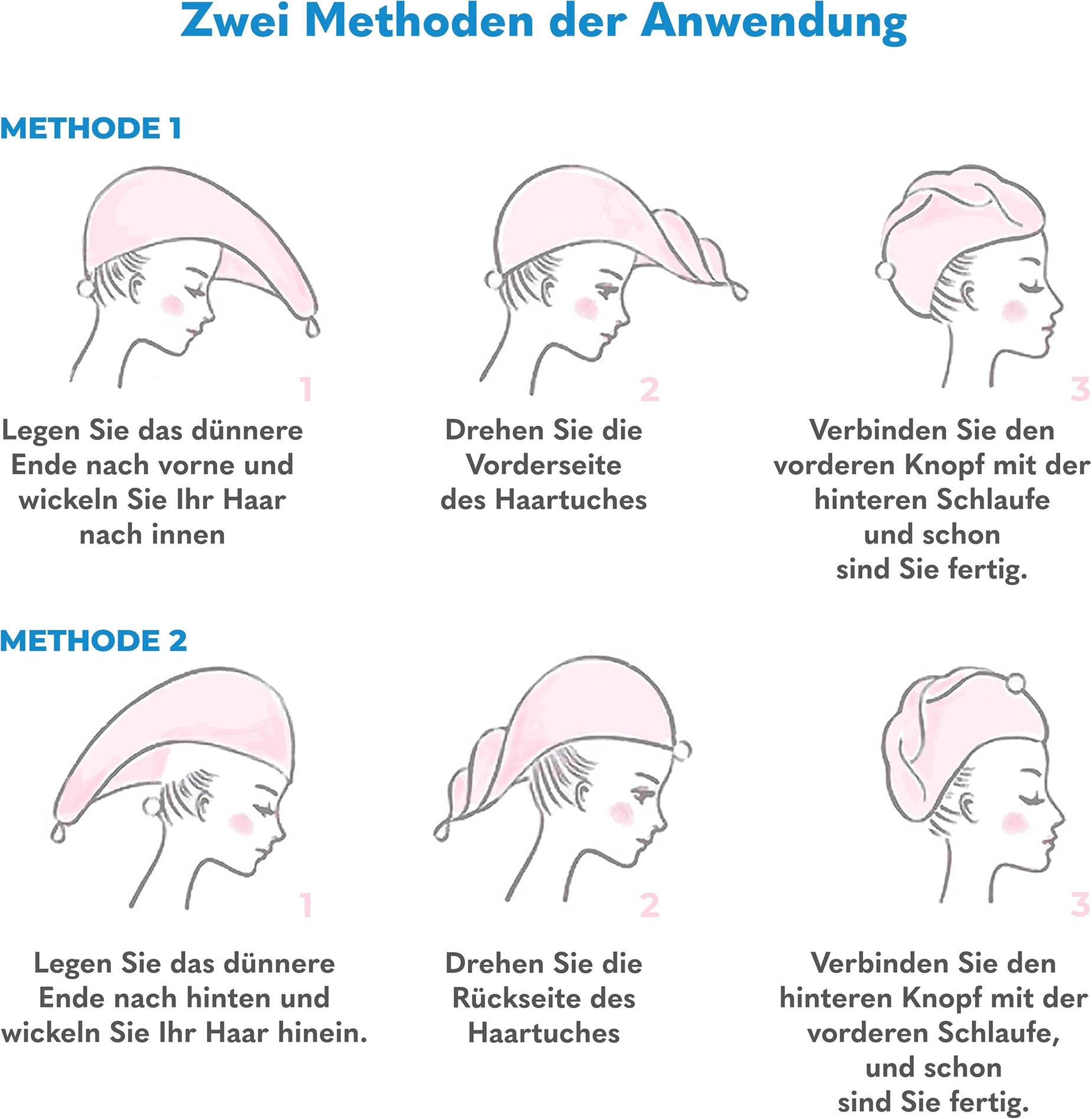 HAMMETEX Turban-Handtuch »2er Set Haarturban Damen, 100% Baumwolle, Flauschig & Schnelltrocknend« Uni-Farben, weich