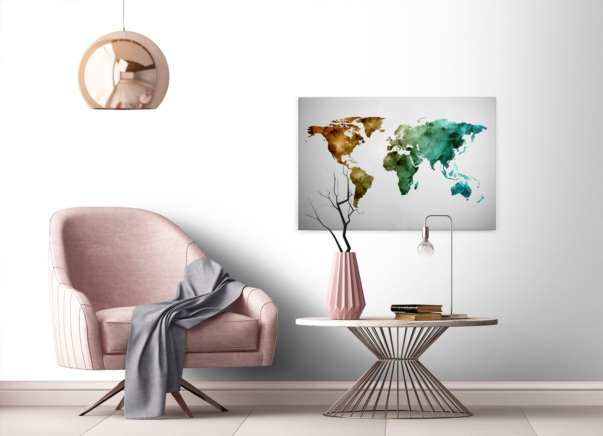 A.S. Création Leinwandbild »World Graphic«, Kunst-Weltkarte-Kinder, (1 St.), Atlas Weltkarte Bunt Aquarell Keilrahmen Leinwand-Bild Wohnzimmer Wand
