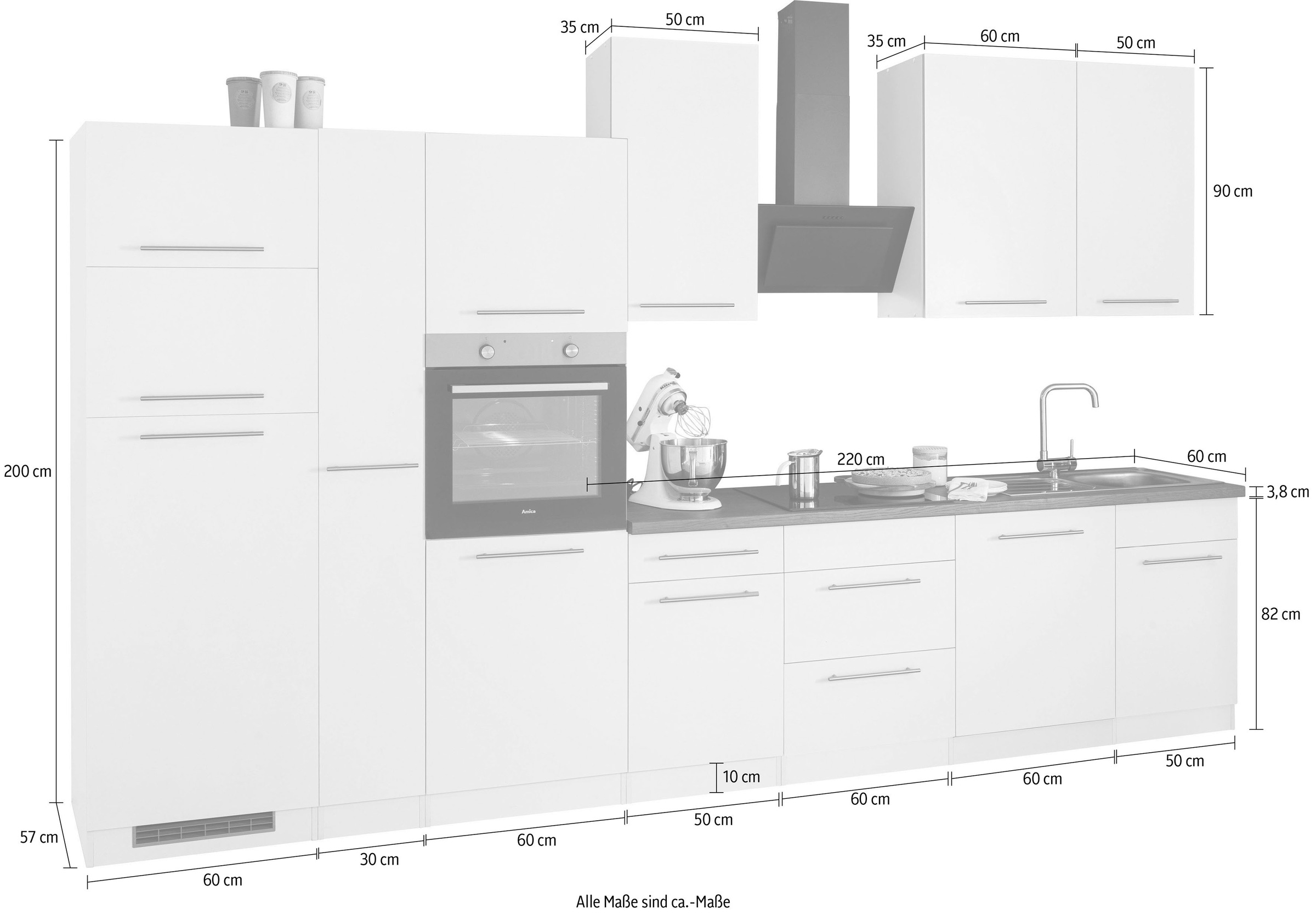 wiho Küchen Küchenzeile Breite E-Geräten, online 370 kaufen cm »Unna«, mit
