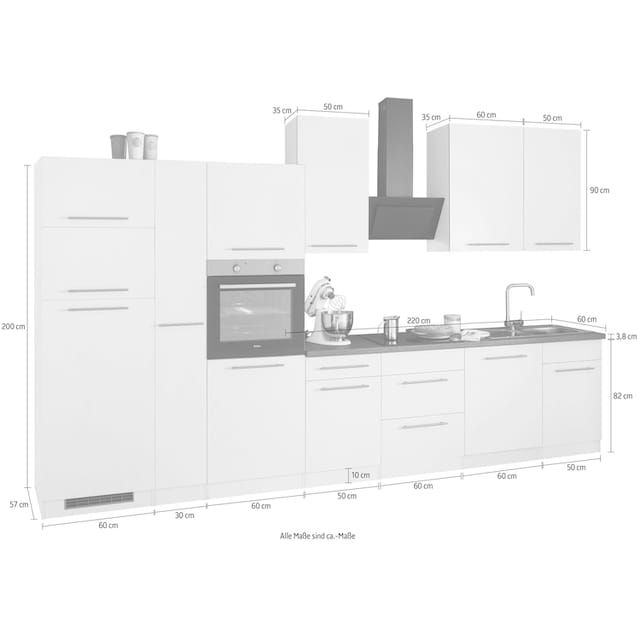 wiho Küchen Küchenzeile »Unna«, mit E-Geräten, Breite 370 cm online kaufen