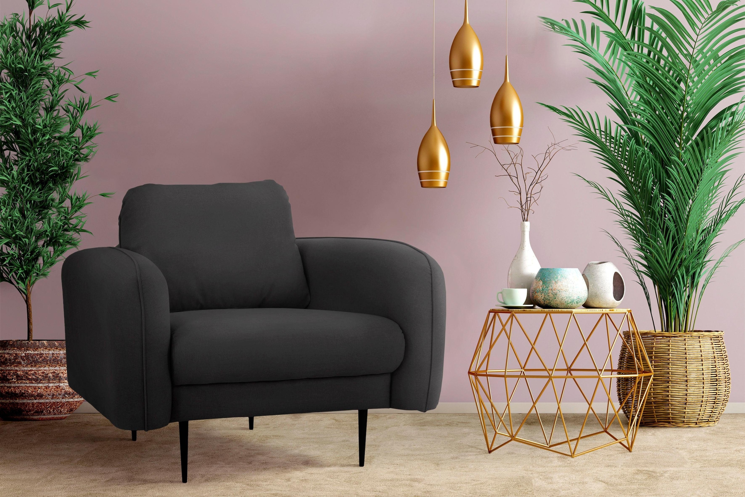 Home affaire Sessel »Skidi« mit losem Rückenkissen und Keder oben auf der A günstig online kaufen