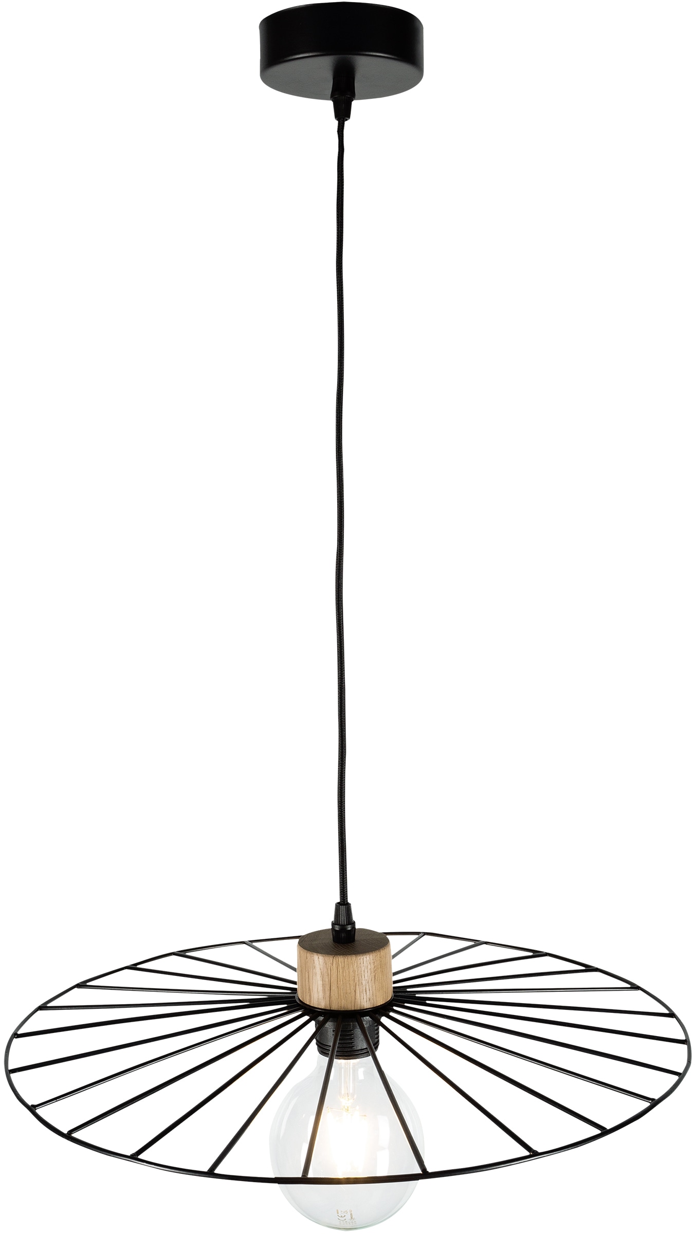 BRITOP LIGHTING Hängeleuchte »Antonella«, 1 flammig-flammig, Dekorative  Leuchte aus Metall mit Elementen aus Eichenholz auf Rechnung bestellen