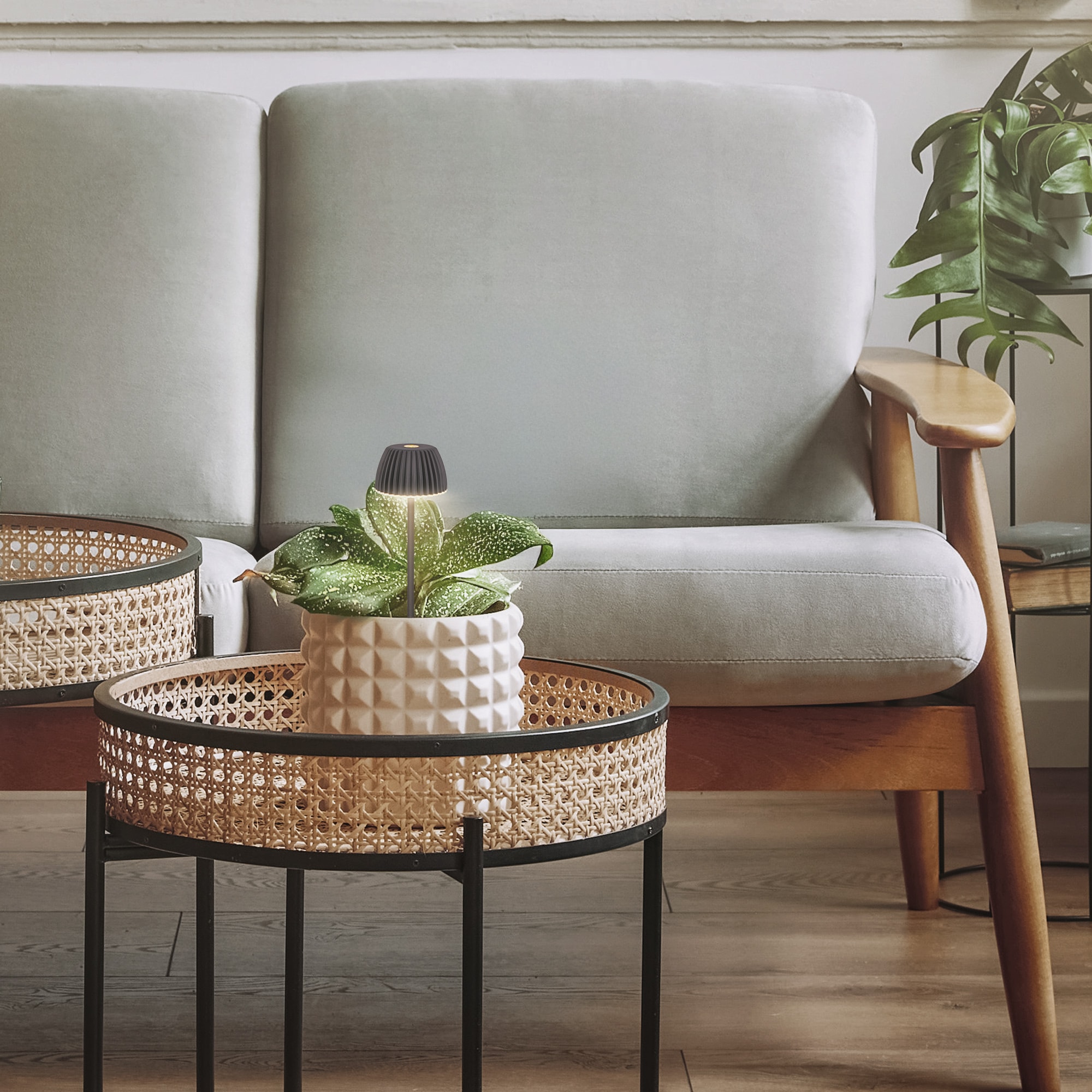 Briloner Leuchten LED Außen-Tischleuchte »RIFFLE« LED-Modul 1 Stk. Warmweiß 6x78,5 cm, 2er-Set, Akku tauschbar, Outdoor, Balkon, Terrasse