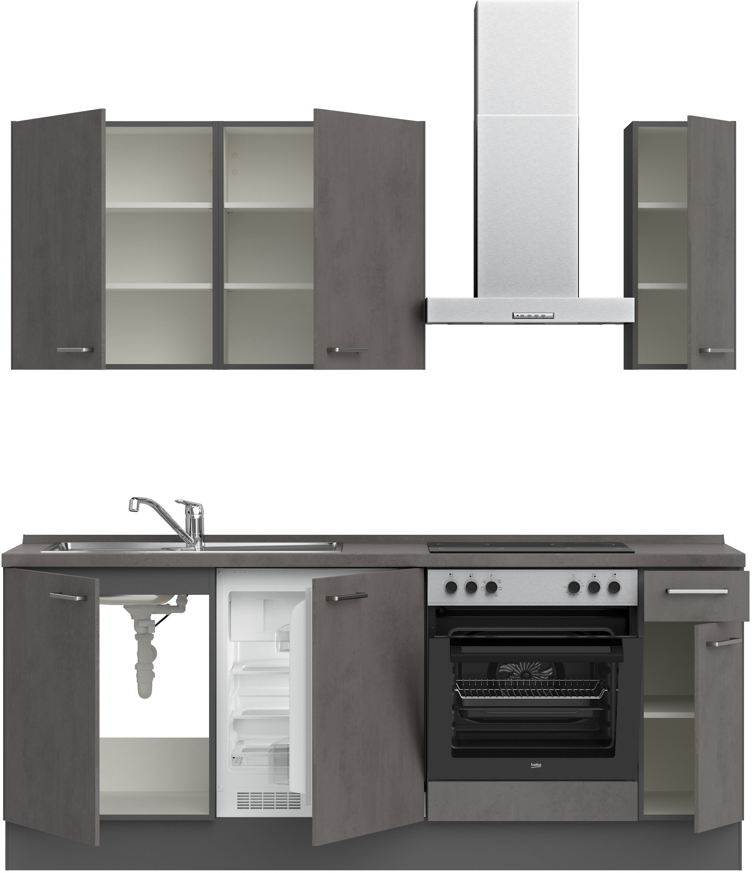 nobilia® Küchenzeile »"Riva I"«, vormontiert, Ausrichtung wählbar, Breite 210 cm, wahlw. mit E-Geräten