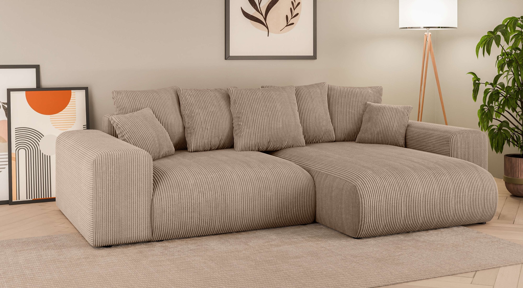 Home affaire Ecksofa »LAKESIDE mit Bettfunktion und Bettkasten, B/T/H 257/166/84 cm«
