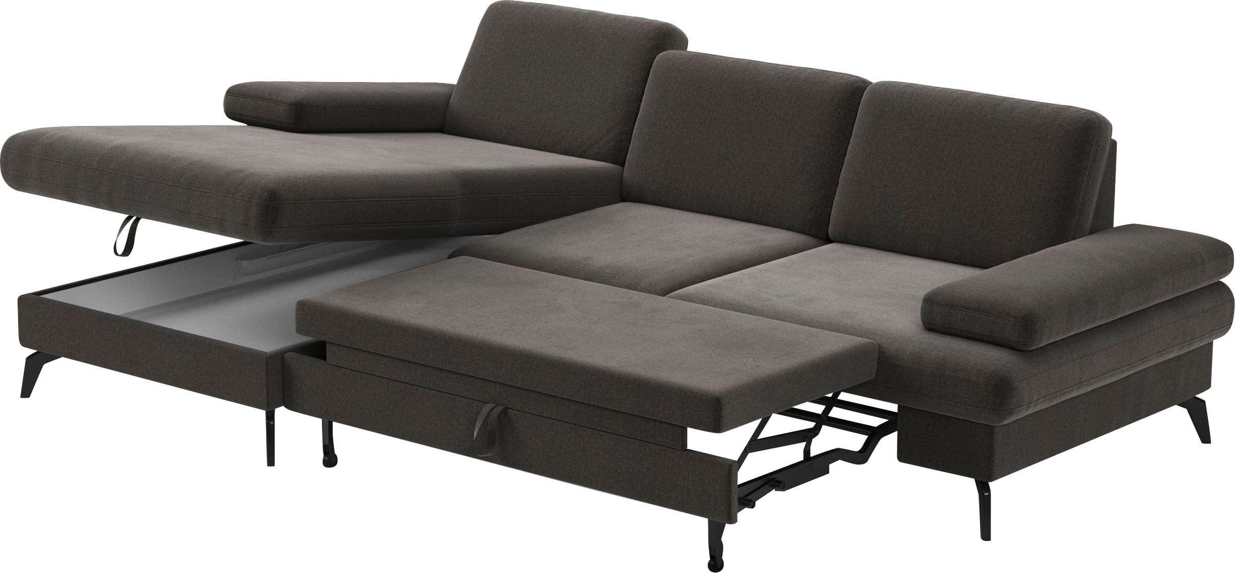sit&more Ecksofa »Morris L-Form, inkl. Sitztiefenverstellung«, wahlweise mit Armteilverstellung, Bettfunktion & Bettkasten