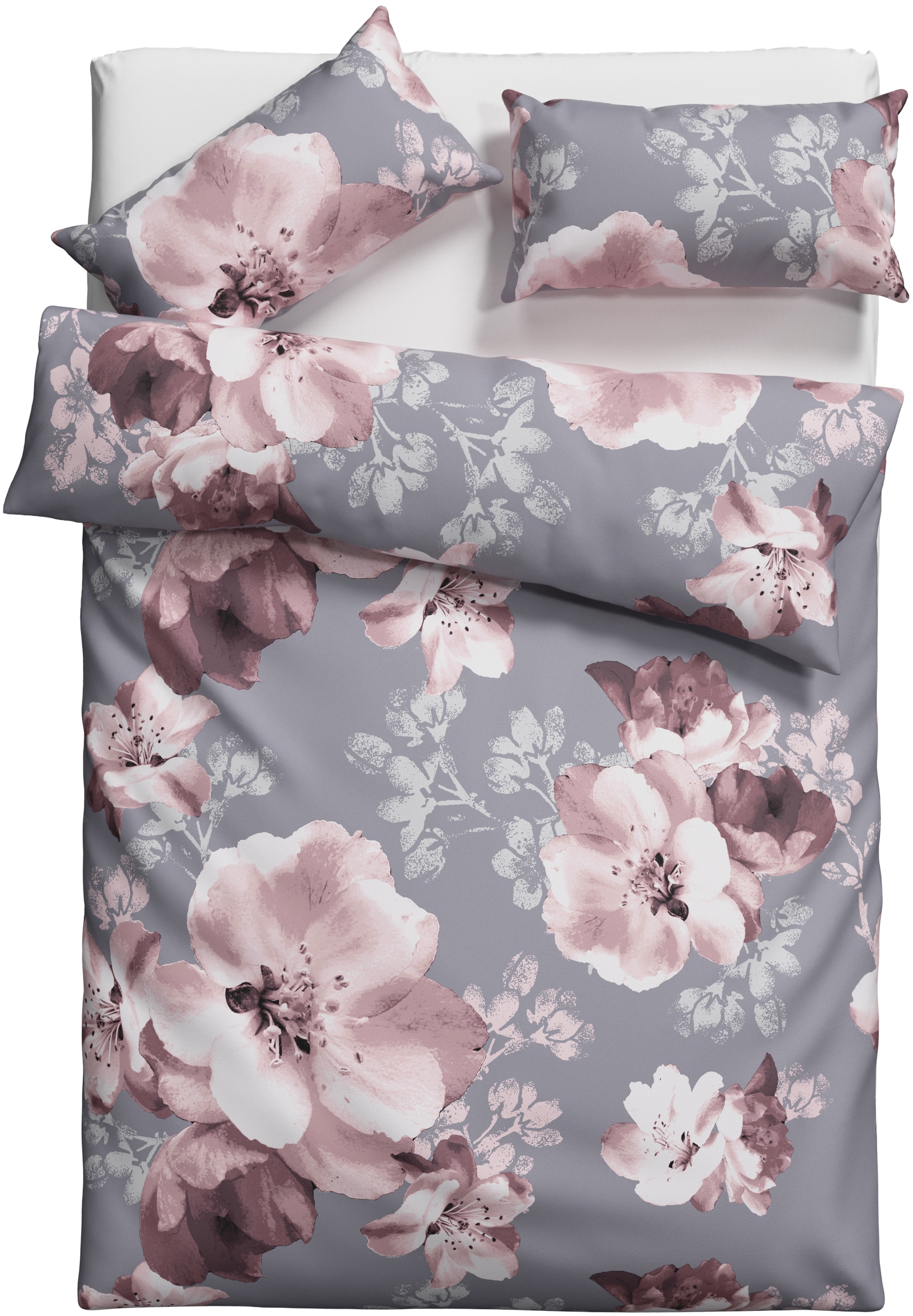 Home affaire Bettwäsche »MELINA« 2 Stk. tlg. florale Bettwäsche mit Reißverschluss, ab Gr. 135x200 cm