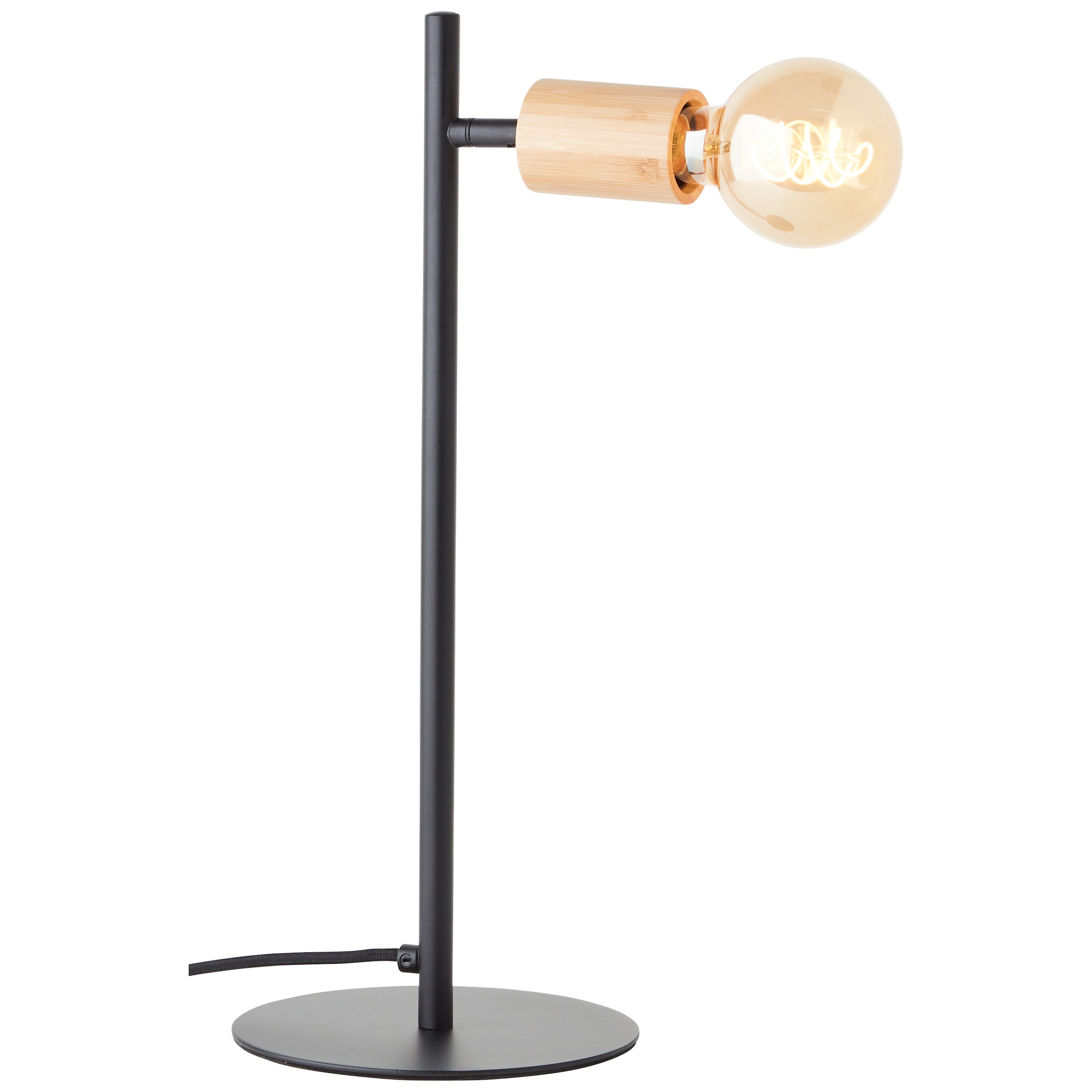 Brilliant Tischleuchte »Tiffany«, 1 flammig, Leuchtmittel E27 | ohne Leuchtmittel, Höhe 45 cm, E27, Metall/Bambus, schwarz matt/natur