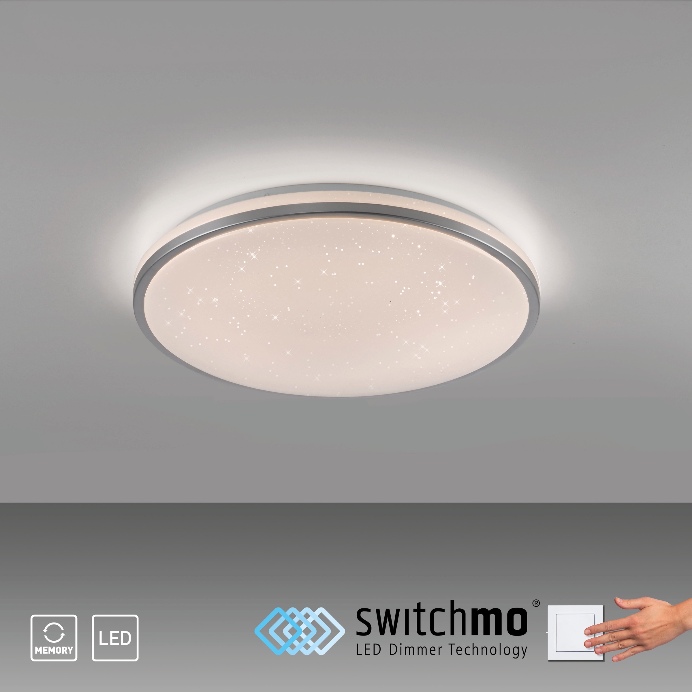 JUST LIGHT Deckenleuchte »KYLE«, 1 flammig, Leuchtmittel LED-Board | LED fest integriert, LED, dimmbar, Switchmo, Memory, nach Trennung vom Netz