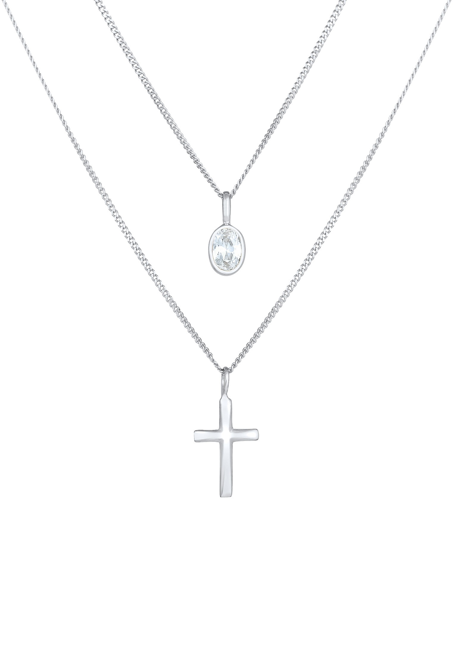 Elli Gliederkette »Layer Zirkonia Kreuz Glaube 925 Silber«