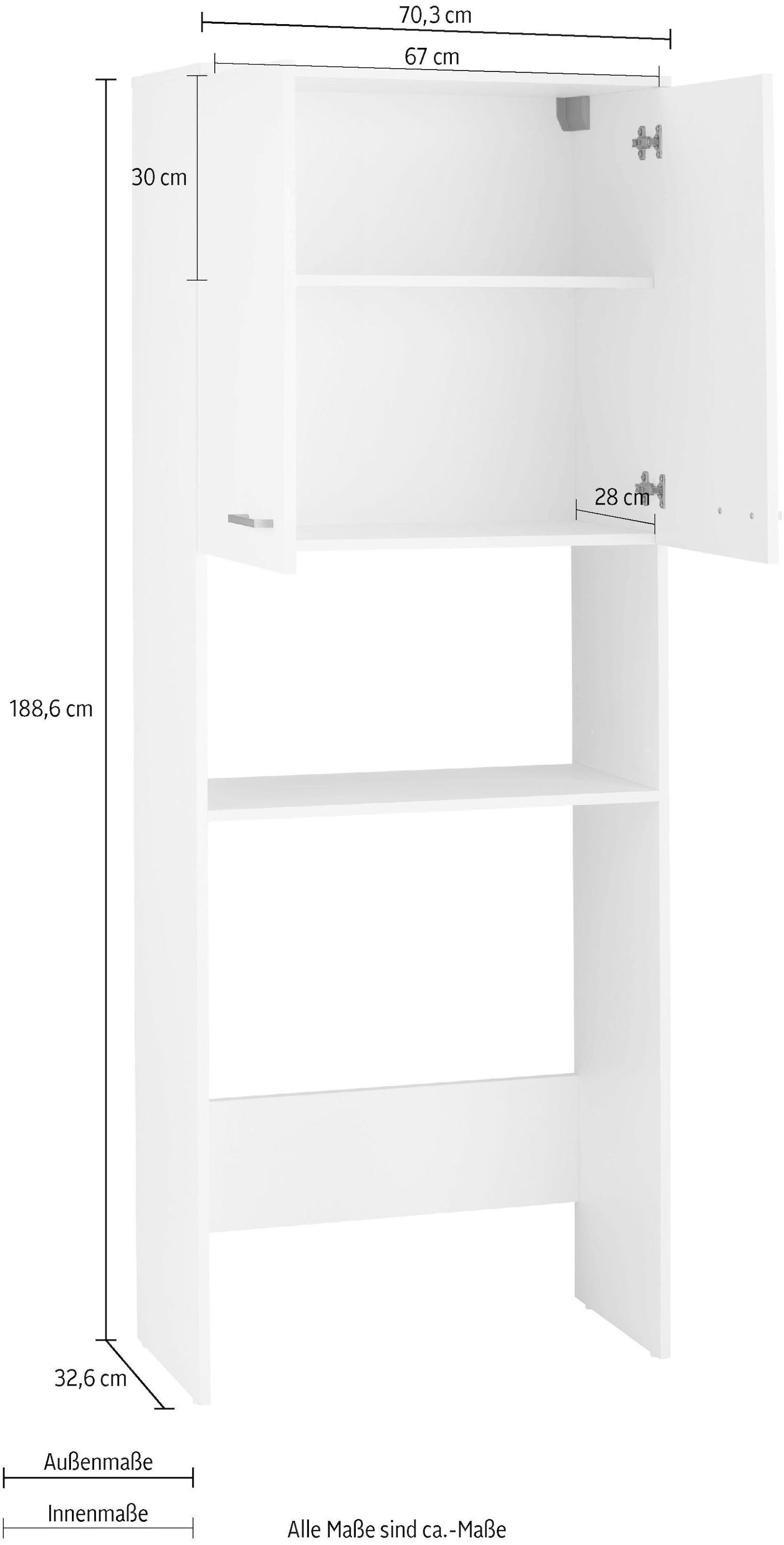 Schildmeyer Waschmaschinenumbauschrank im Doppeltür Stauraum im und jetzt %Sale Breite/Höhe: Regalfach »Mobes«, cm, 70,3/188,6 hinter