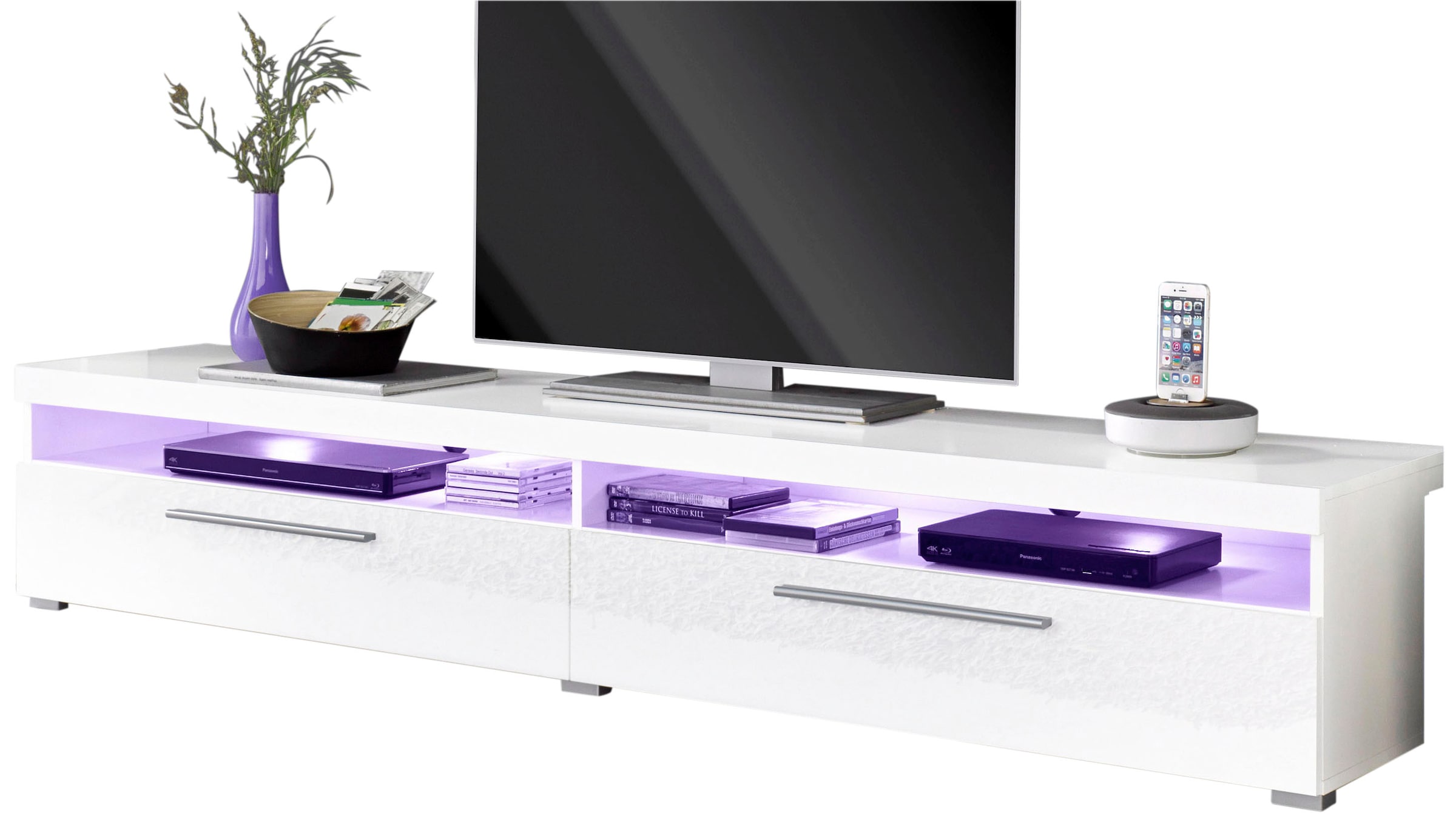 INOSIGN Lowboard »India,Breite 200 cm, stilvolle Fernsehschrank mit offenen Fächern«, TV-Board ohne Beleuchtung, TV-Kommode mit viel Stauraum