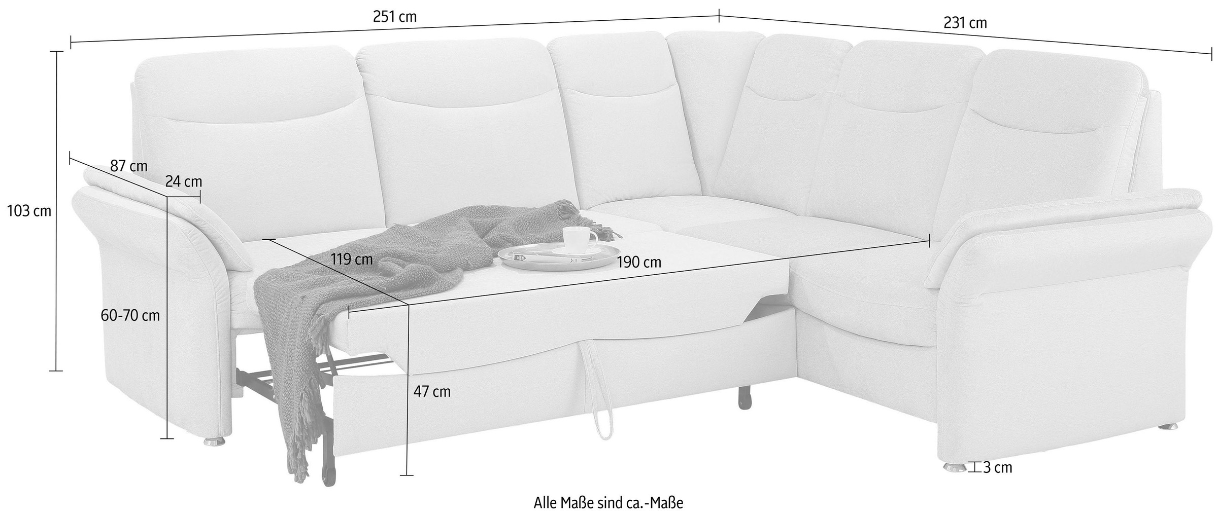 Home affaire Ecksofa »Tahoma L-Form«, mit Armlehnfunktion, wahlweise Bettfunktion, Schublade, Relaxfunktion