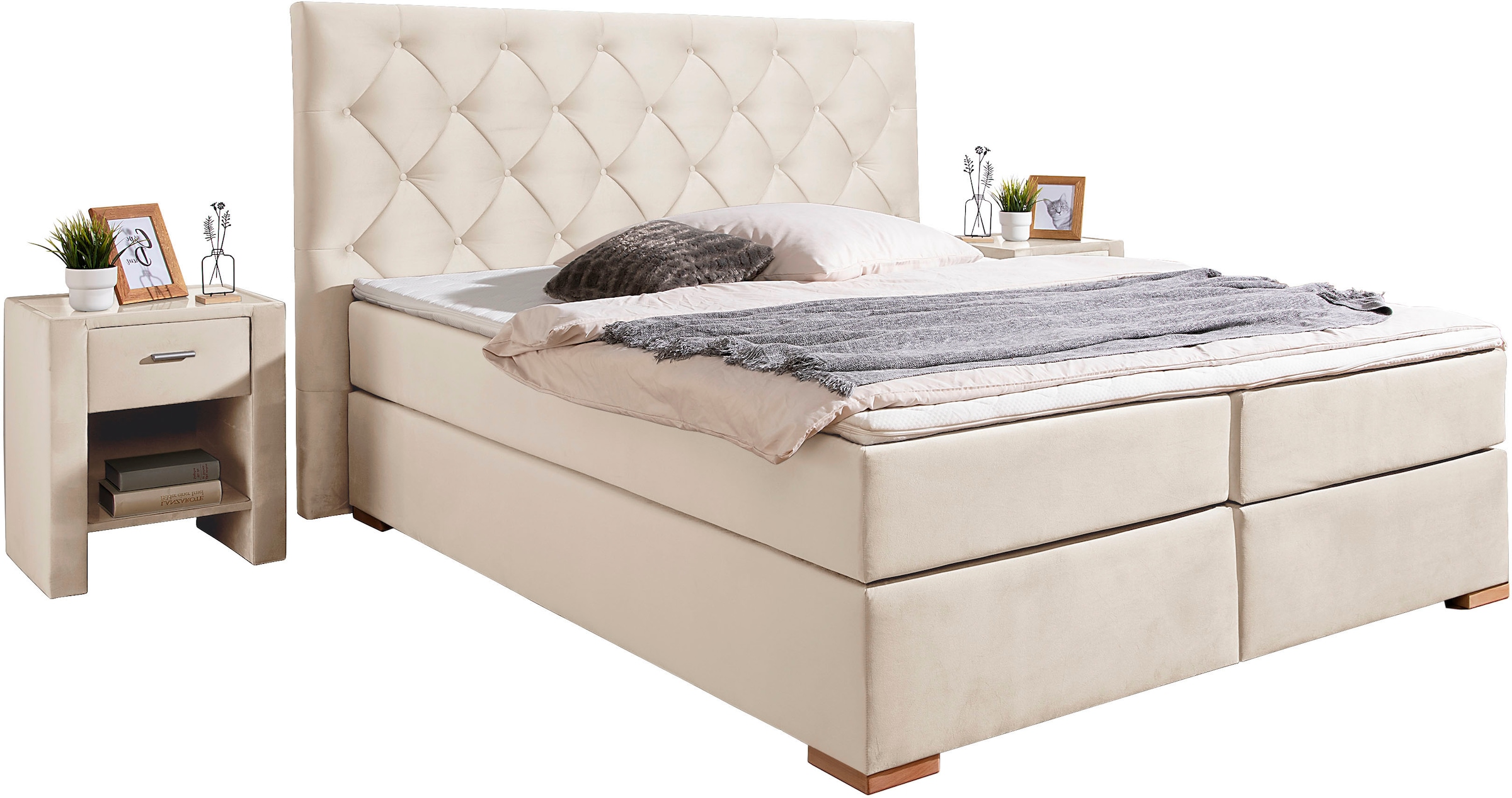 Home affaire Boxspringbett »Chalon, in verschiedenen Breiten«, inkl. Topper günstig online kaufen