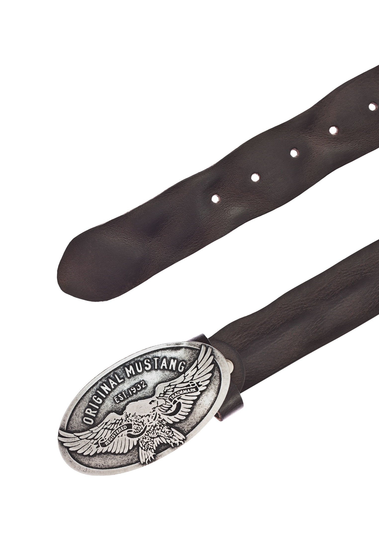 MUSTANG Koppelgürtel Vintag-Schließe mit Adler, 4 cm, Used-Look