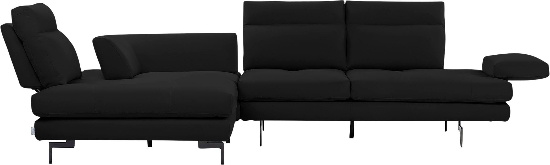 CALIA ITALIA Ecksofa »Toby Wing, Komfortsofa mit Sitzkomfort der Extraklasse, L-Form«, Sitztiefenverstellung, wahlw. mit Kissen-Set,Füße schwarz matt