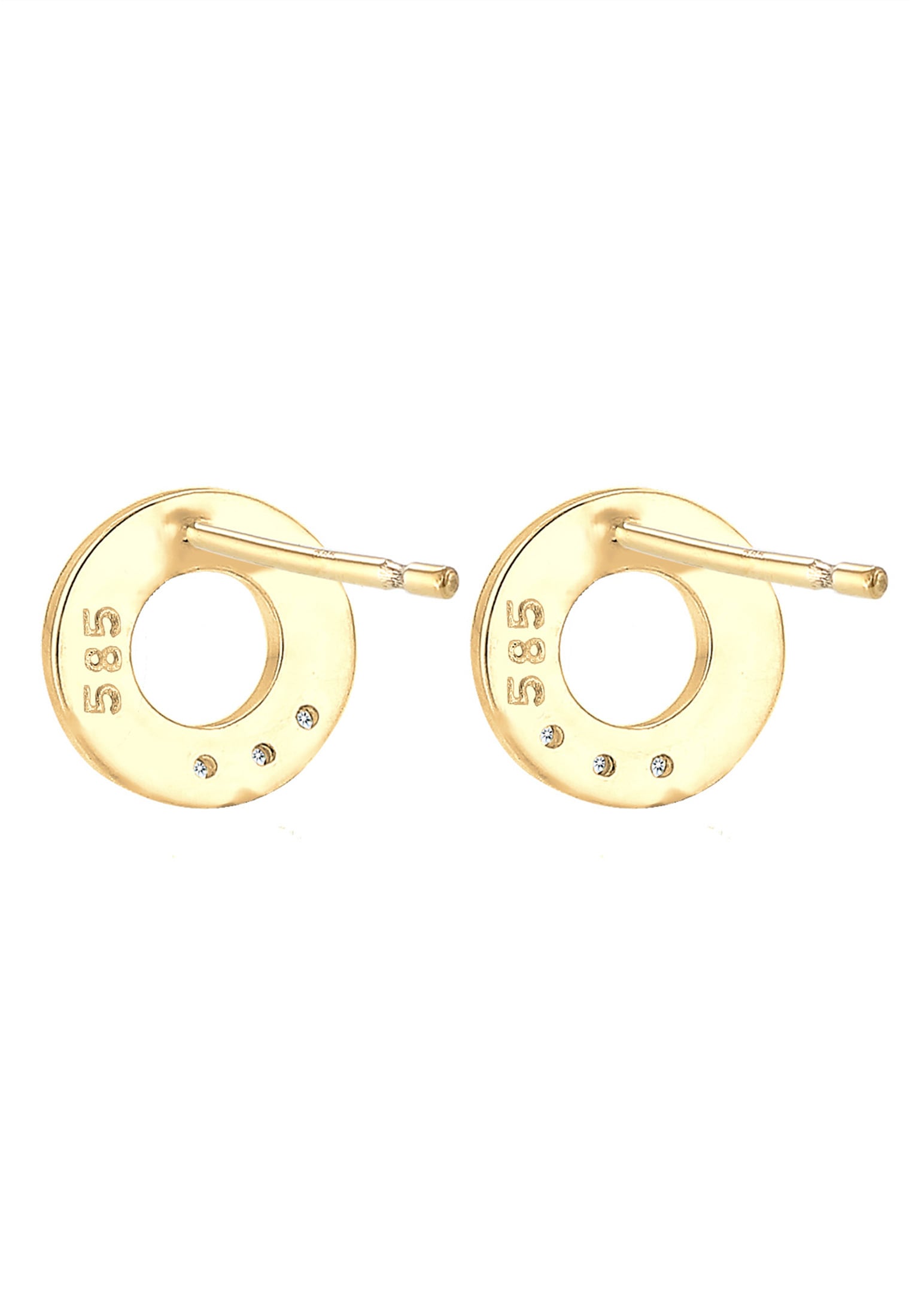 Elli DIAMONDS Paar Ohrstecker »Ohrstecker Kreis Diamant Brillantschliff (0.03 ct) 585 Gelbgold«