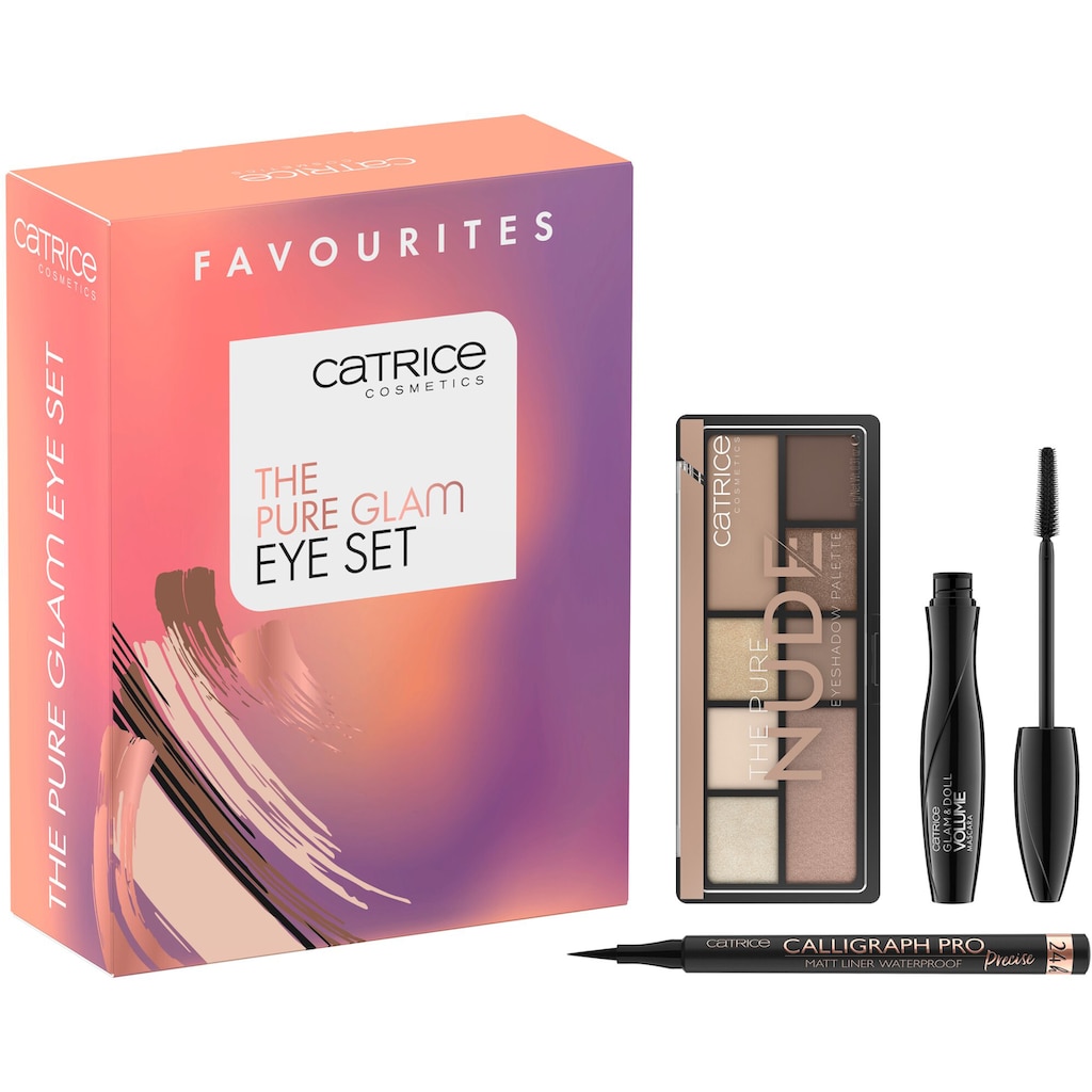 Catrice Augen-Make-Up-Set »The Pure Glam Eye Set«, (Set, 3 tlg.), Lidschattenpalette mit Eyeliner und Mascara, vegan