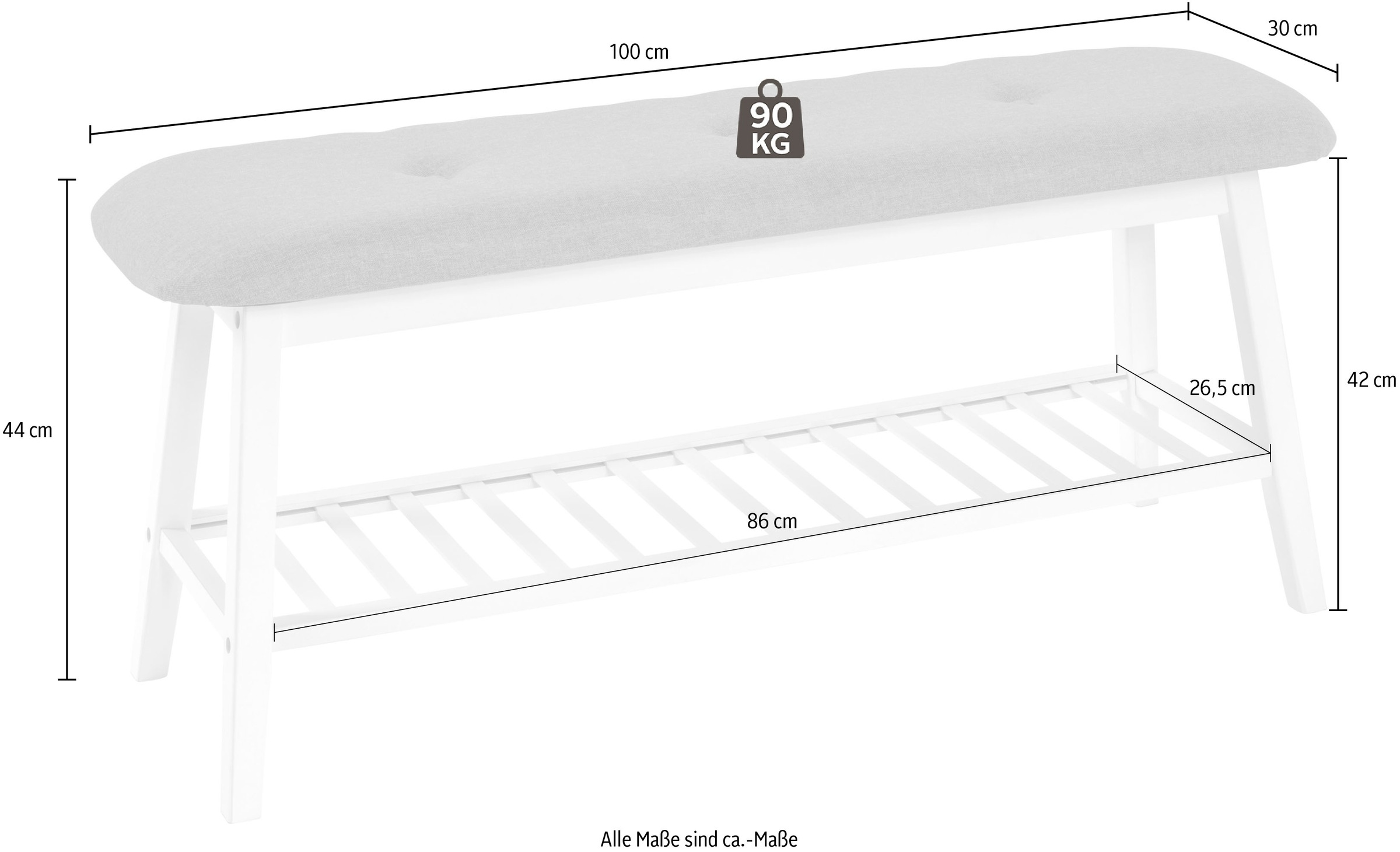 HAKU Schuhbank »18338«, Breite 100 cm