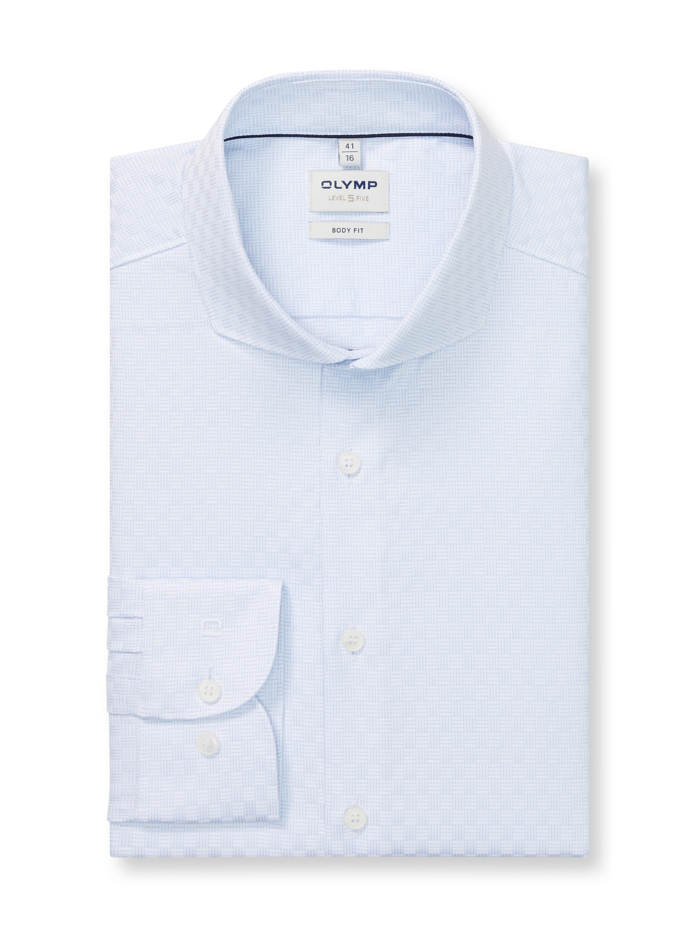 OLYMP Langarmhemd »Level Five« body fit, Haifischkragen, Webmuster, Businesshemd