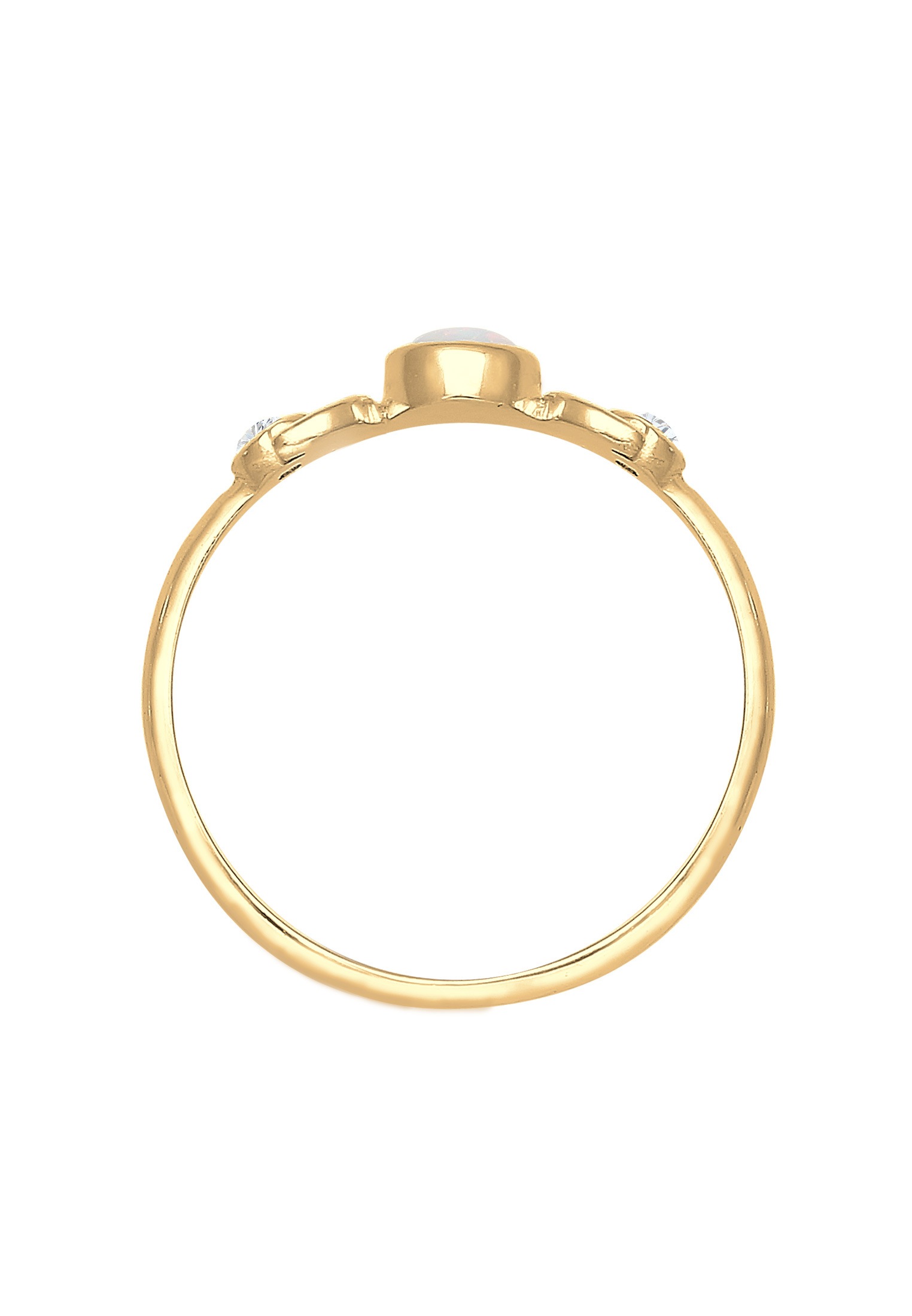 Elli Fingerring »Halbmond Zirkonia Synthetischer Opal 925 Sterling Silber«