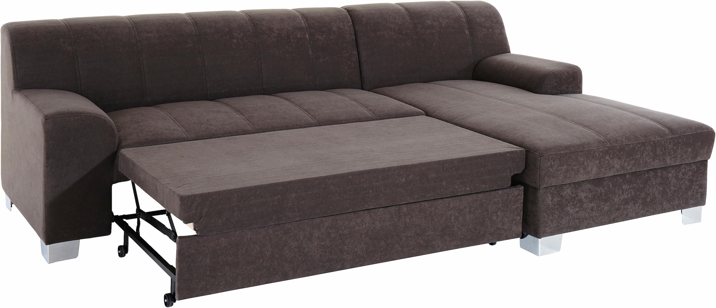 INOSIGN Ecksofa »Turah incl. Zierkissen, moderne Steppung, auch in Leder«, wahlweise mit Bettfunktion, Schlafsofa, B/T/H: 239/152/75 cm, L-Form