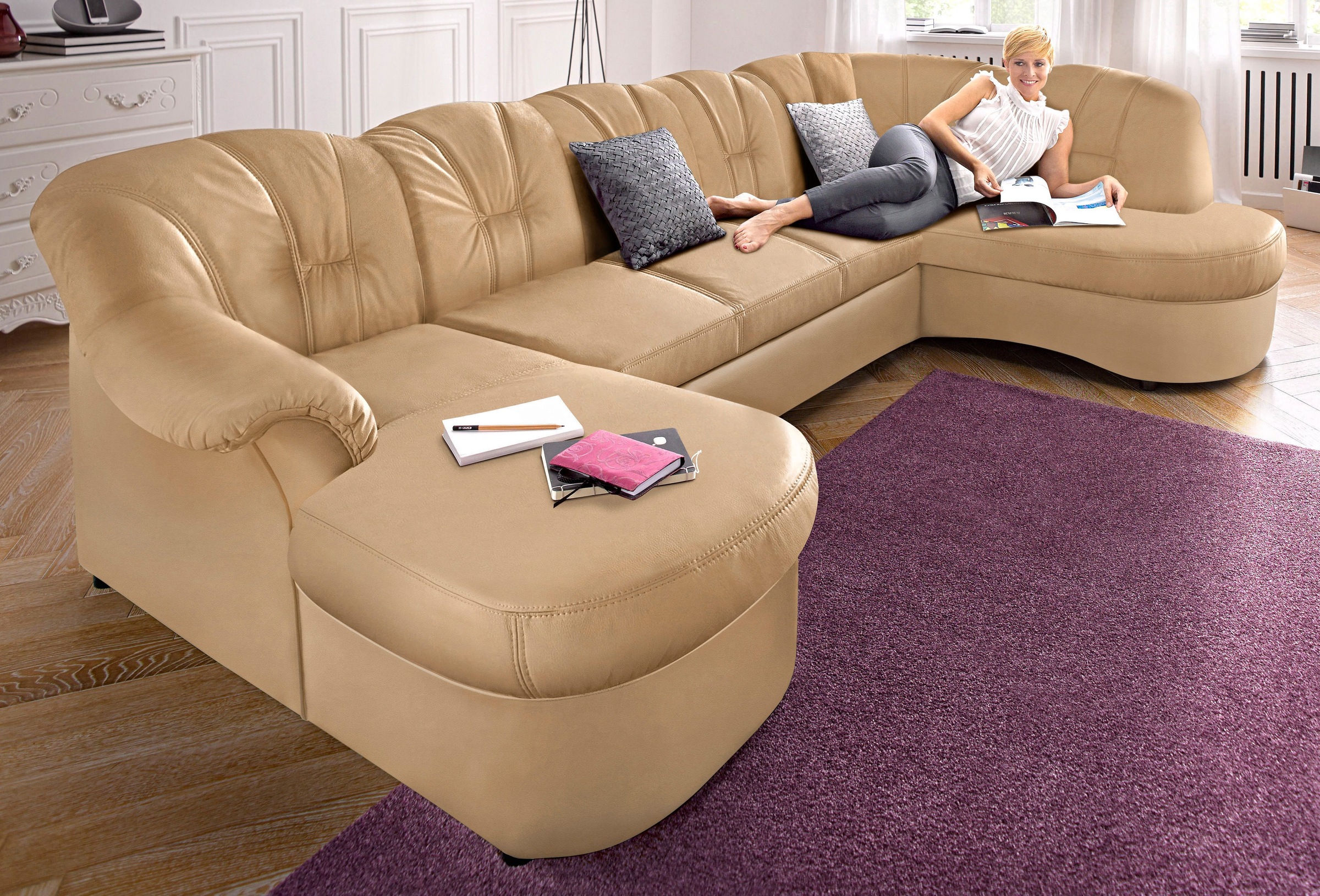 DOMO collection Wohnlandschaft »Flores auch in Leder-Bezug, B/T/H: 293/180/ günstig online kaufen