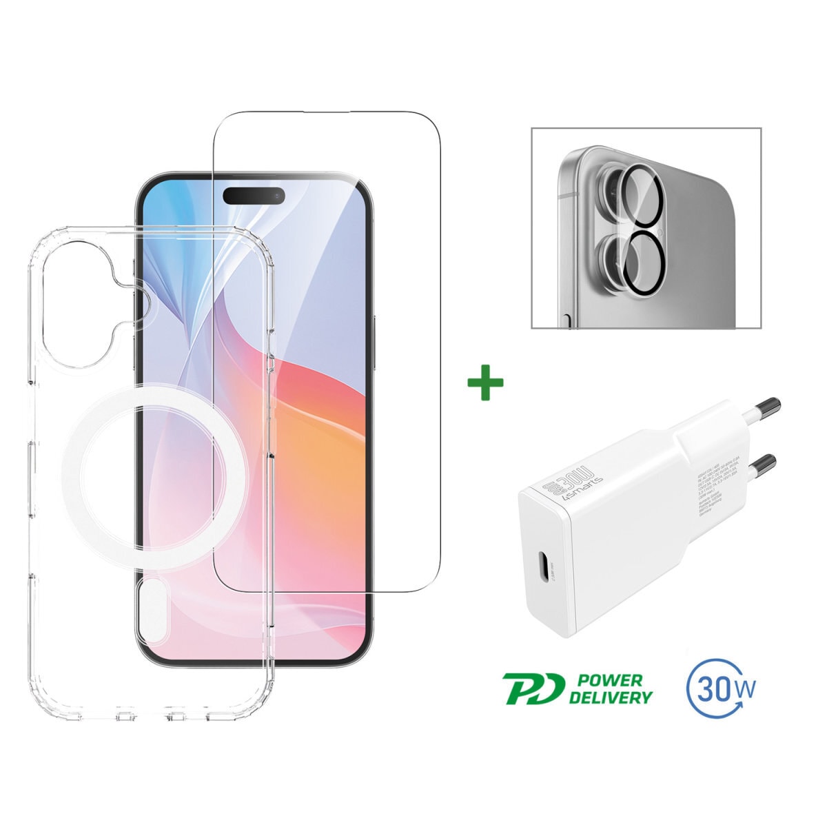 4smarts Handyhülle »3in1 Premium Starter Set für Apple iPhone 16«, Backcover, Schutzhülle, Handyschutzhülle, Case, Schutzcase, stoßfest