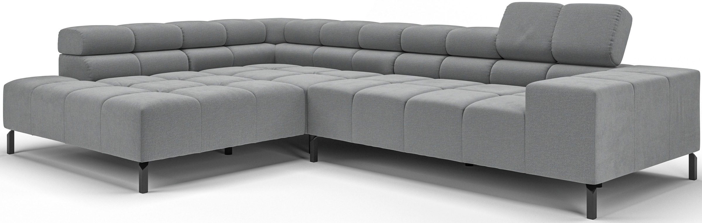 INOSIGN Ecksofa »Ancona New, wahlweise motorische Sitztiefenverstellung, auch in Cord«, feine Steppung, mit Kopfteilverstellung, 3 Zierkissen, L-Form