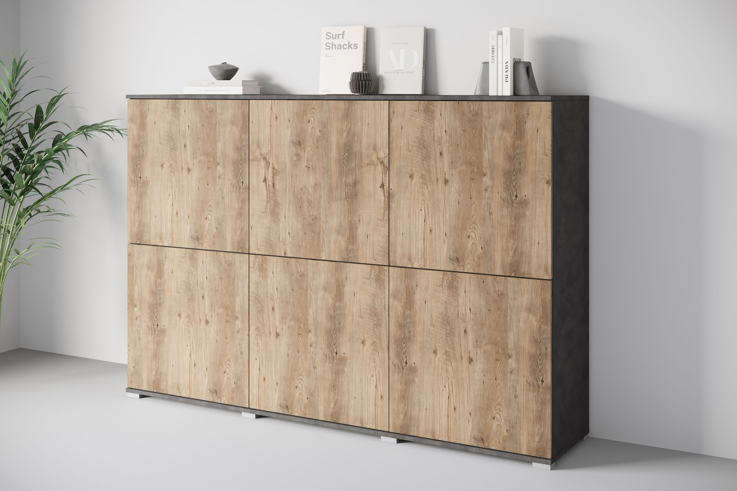 INOSIGN Highboard »Kenia, moderne grifflose Hochkommode mit 6 Türen, Breite 180 cm«, (1 St.), Push-to-Open-Fronten, höhenverstellbaren Einlegeböden
