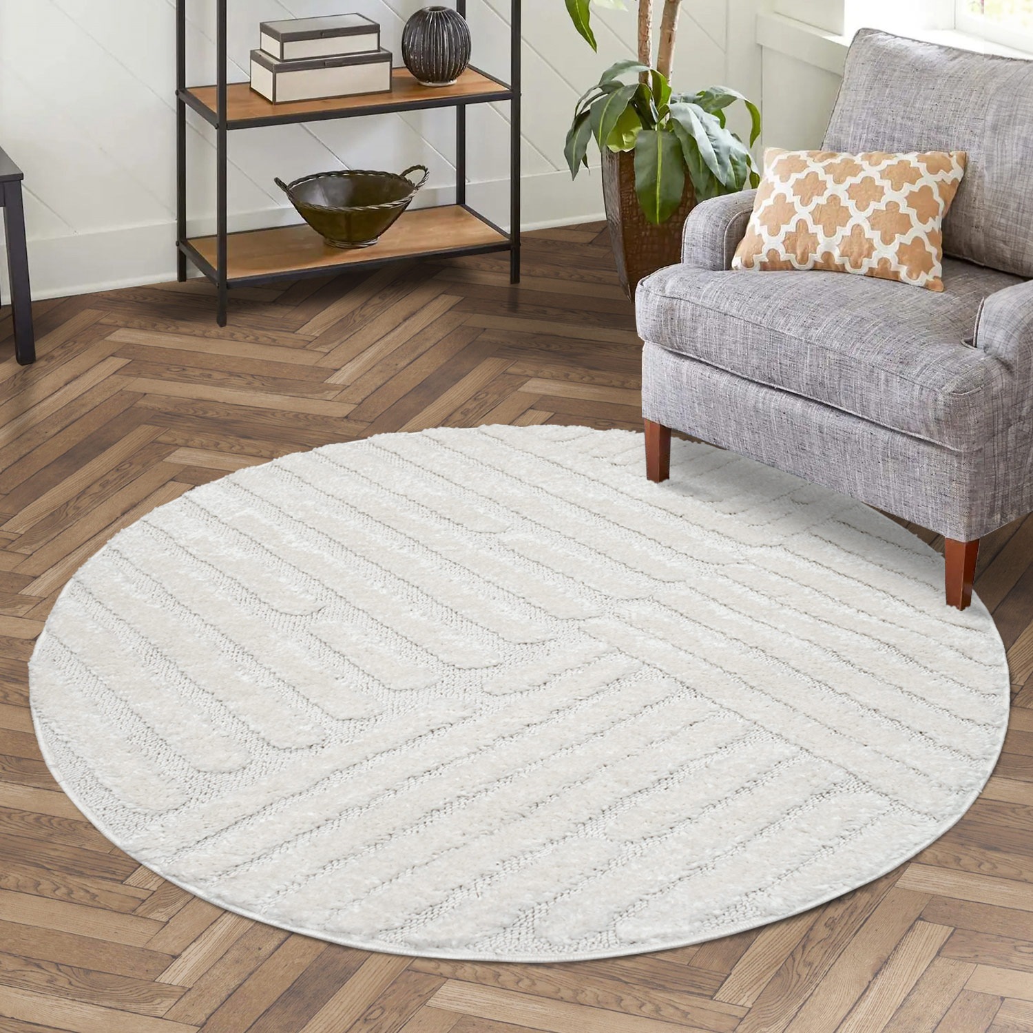 Carpet City Hochflor-Teppich »FOCUS749«, rund, 20 mm Höhe, Boho-Teppich, Ho günstig online kaufen