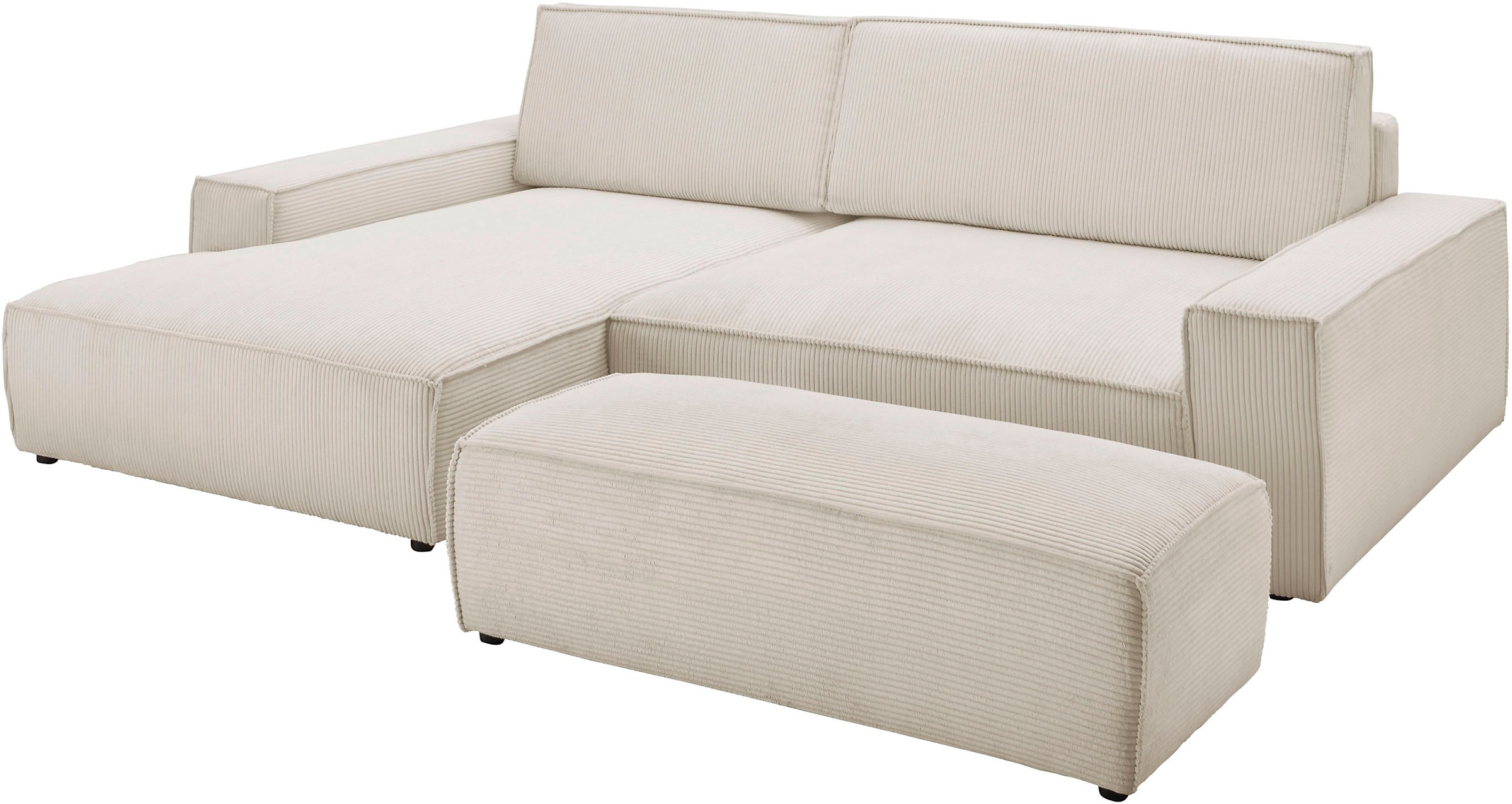 Home affaire Polsterecke »NEU: SHERWOOD XXL tief, L-Form mit Schlaffunktion, Big-Sofa mit Hocker«, (Set, 2 St.), stellbar zum Schlafsofa (Krokodilverbinder), Cord, Leinenoptik