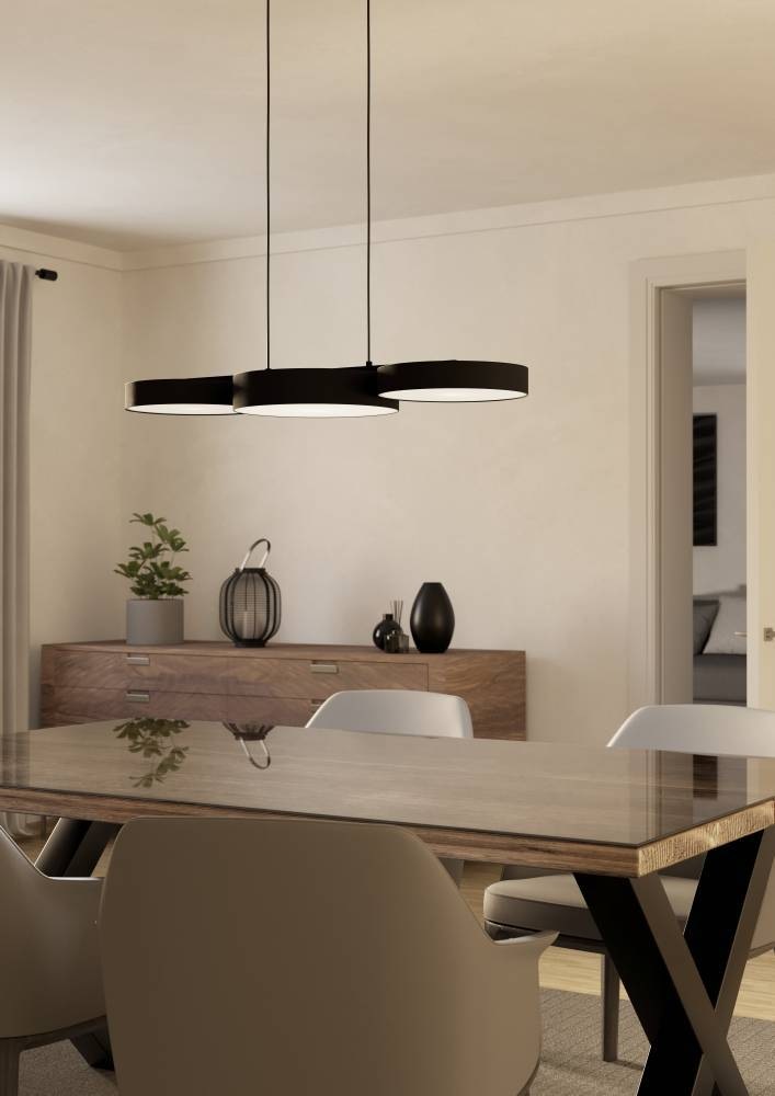 EGLO Hängeleuchte »BARBANO-Z Hängelampe, schwarz weiß, ZigBee 3.0, Disco-Modus, Timer«, 3 flammig, Leuchtmittel LED-Modul | LED fest integriert, App und Sprachsteuerung Alexa, ‎82 x 30 x 110 cm, exkl. Fernbedienung