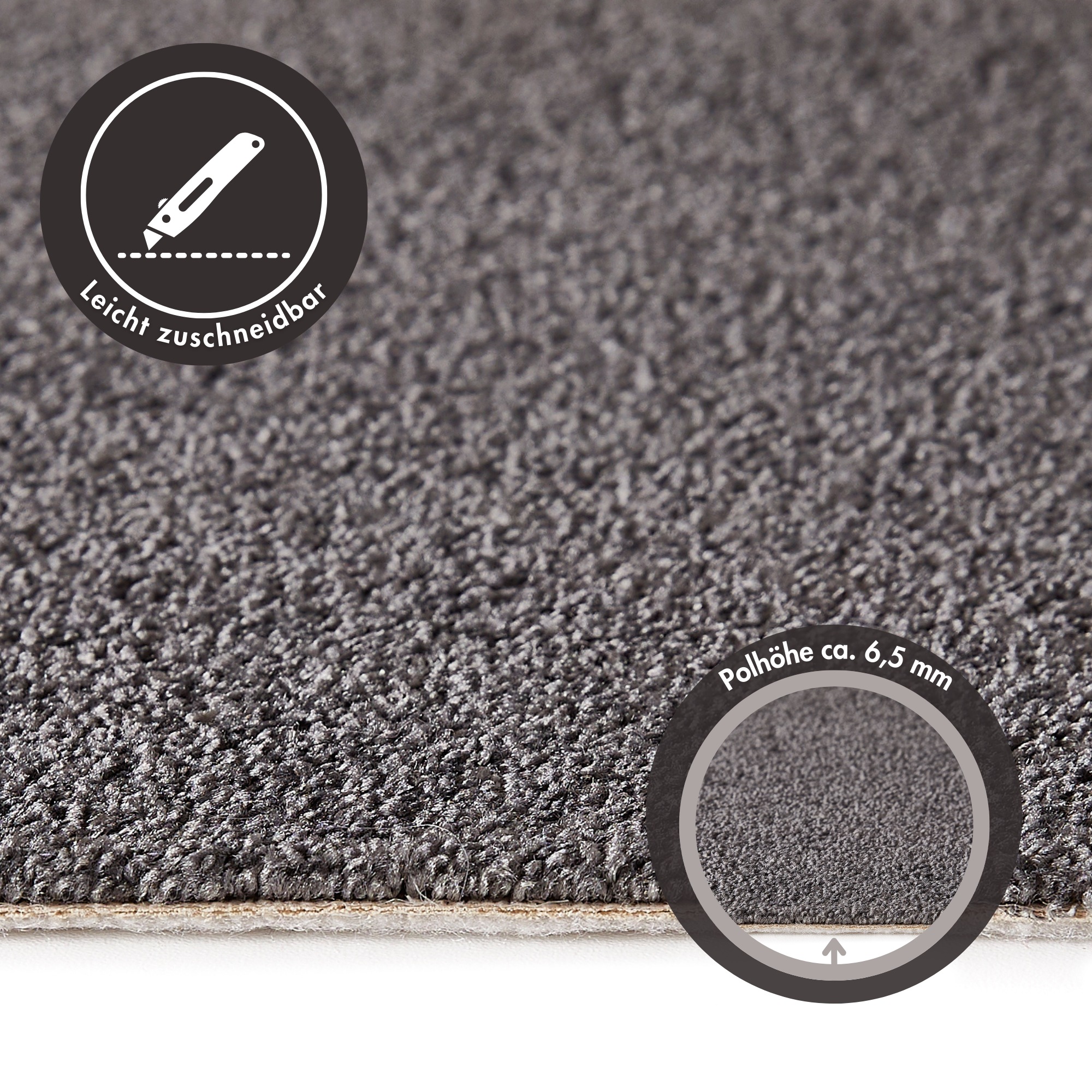 Andiamo Teppichboden »Verona, Velours, Made in Belgium«, rechteckig, 6 mm Höhe, Uni Farben, Breite 400 cm oder 500 cm, strapazierfähig, pflegeleicht