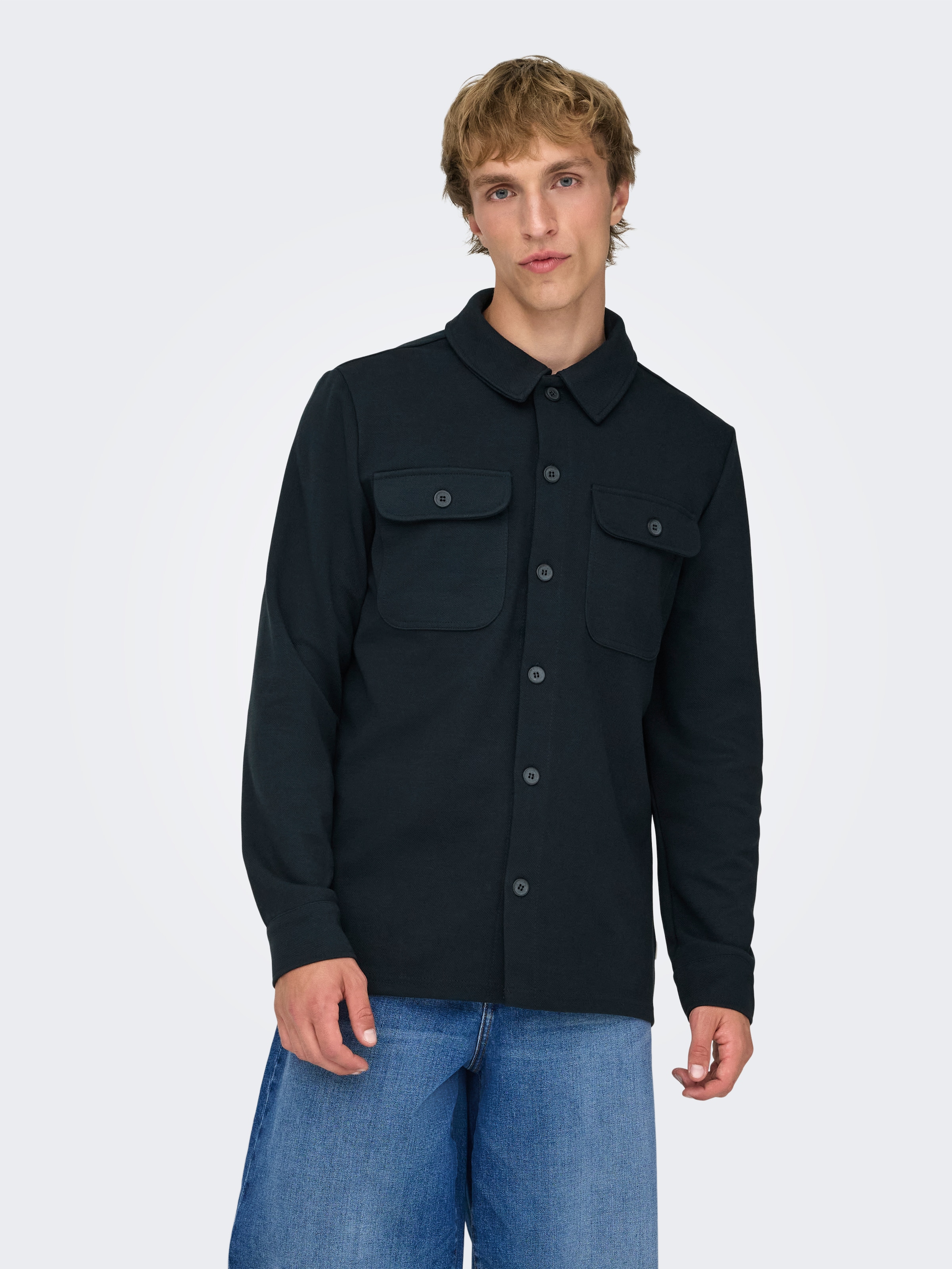 ONLY & SONS Langarmhemd »ONSNEWKODYL OVERSHIRT SWEAT NOOS« Materialmix, regular fit