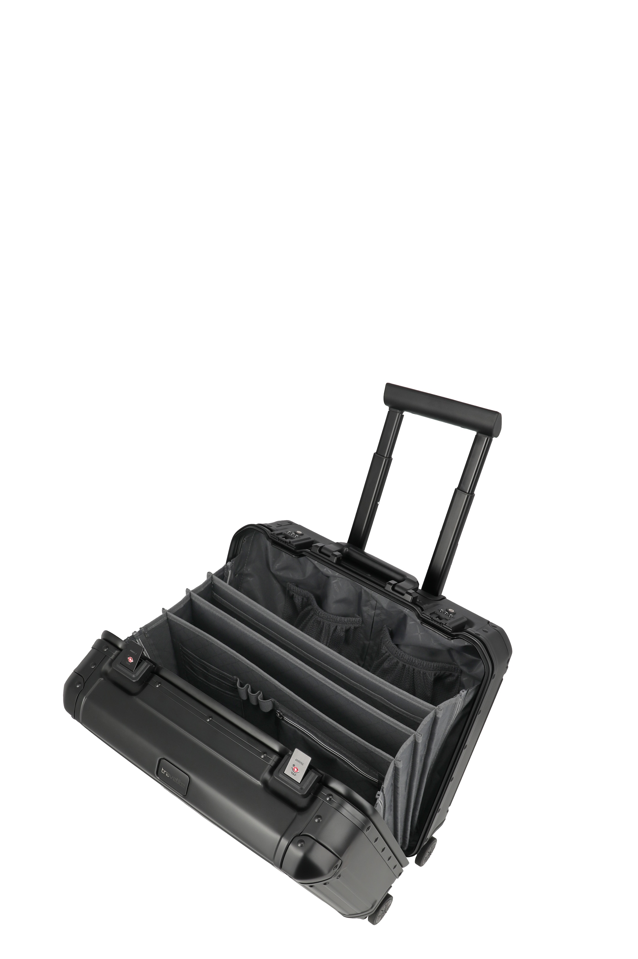 travelite Hartschalen-Trolley 32 l 4 Rollen 15,6"-Laptopfach, TSA-Schlösser und herausnehmbare Dokumentenfächer