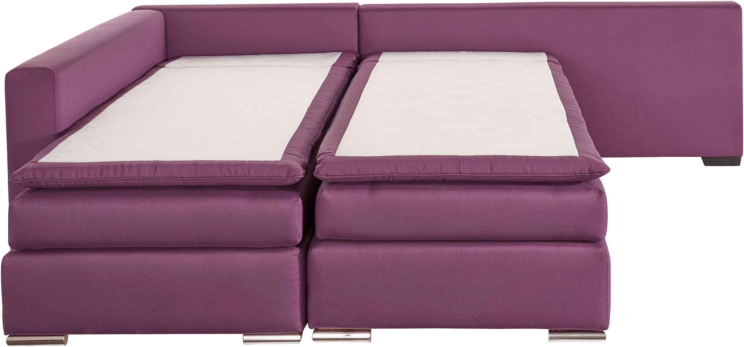 INOSIGN Ecksofa »Boxspringbett Night & Day L-Form mit Dauer-Schlaffunktion o. Armlehnen«, mit Boxspring-Bettfunktion 164x200 cm und Bettkasten, Dauerschläfer!