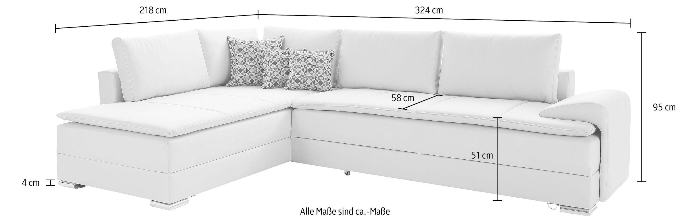 INOSIGN Ecksofa »Night & Day L-Form«, mit Boxspring Bettfunktion 180x200 cm, Dauerschläfer