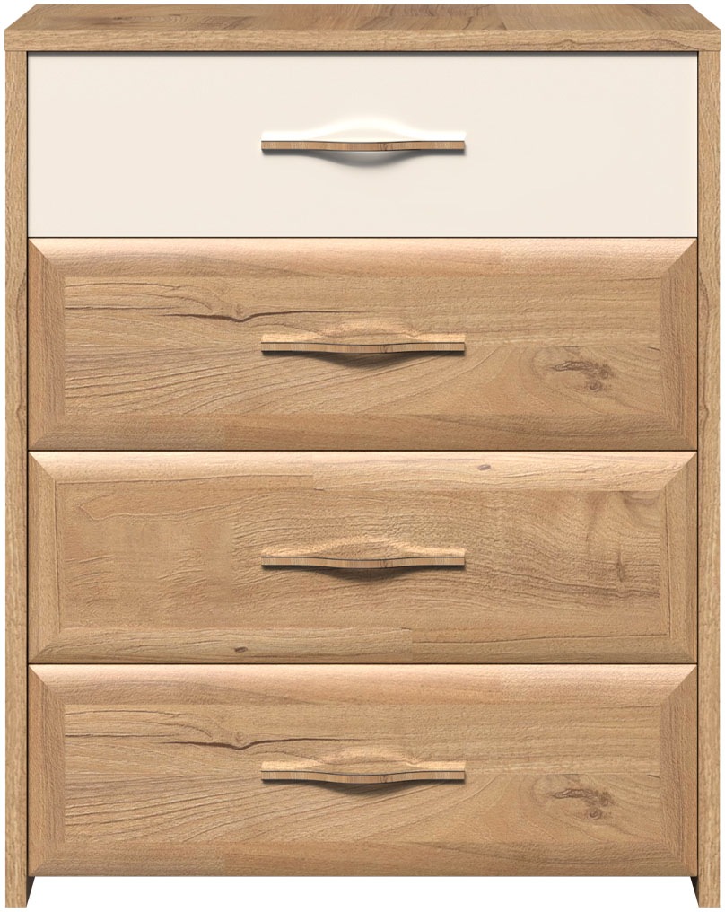 Home affaire Schubkastenkommode »Gala, melaminbeschichtet,1 Schublade beige hochglänzend UV lackiert«, (Soft-Close Funktion, Maße: B/T/H 86/46/105cm), mit 4 Schubladen, klassische Rahmenoptik, FSC-zertifiziert