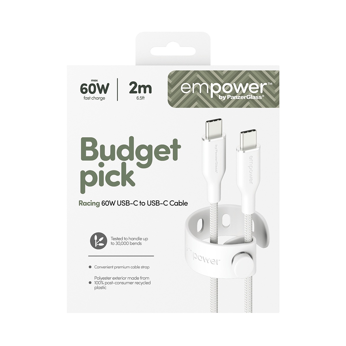 empower by PanzerGlass USB-Kabel »Racing 60W USB-C zu USB-C Kabel USB 2.0 2 m« USB-C 200 cm