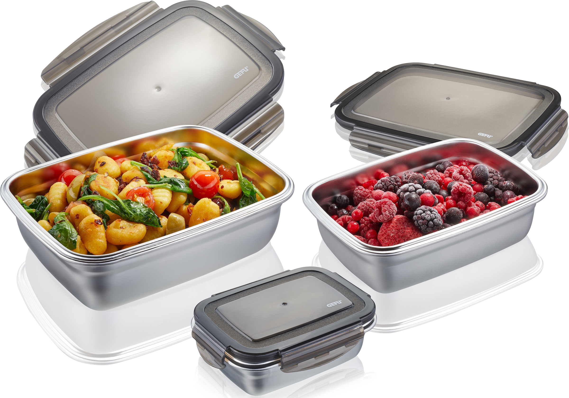 GEFU Frischhaltedose »PREPPO« Set, 3 Stk. tlg. Füllvolumen 0,4l / 1l / 1,8l günstig online kaufen