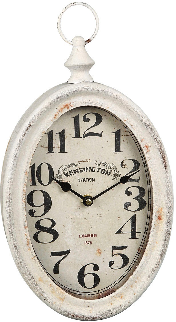 AMBIENTE HAUS Wanduhr »Antikweiss Wanduhr aus metall 28cm« weiß