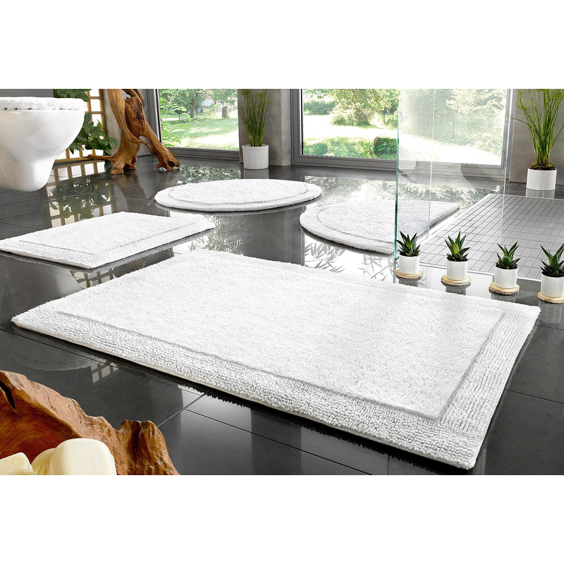 MY HOME Badematte »Kapra, Badvorleger, Badezimmer Teppich« Höhe 14 mm beidseitig nutzbar fußbodenheizungsgeeignet strapazierfähig mit Bordüre,...