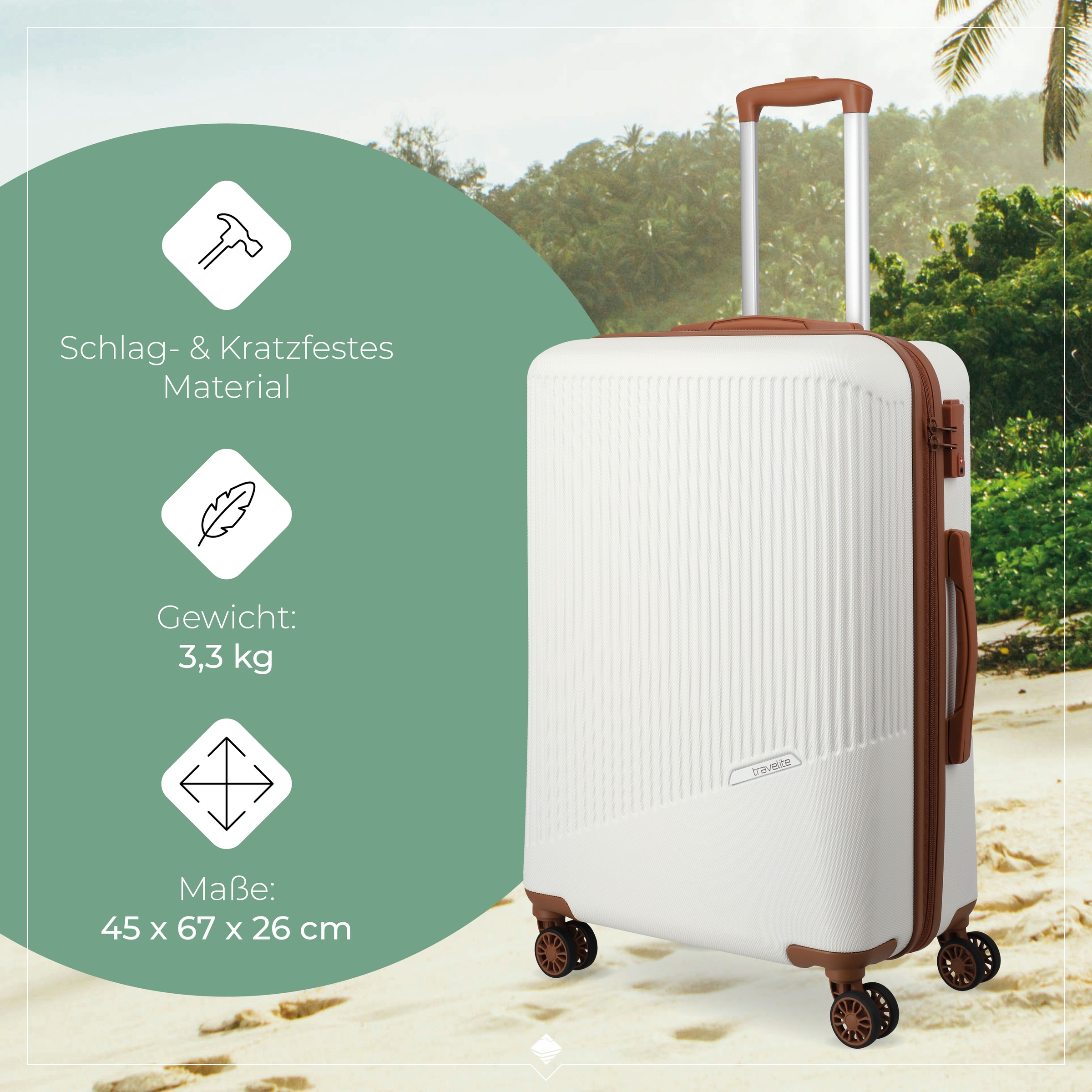 travelite Hartschalen-Trolley »BALI, in verschiedenen Größen und Farben«, 4 Rollen, Hartschallenkoffer Reisegepäck Reisekoffer TSA Schloss
