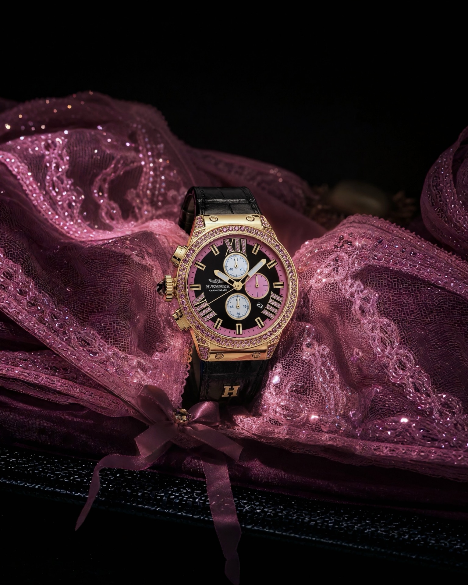 HAEMMER GERMANY Chronograph »EMINENT« Quarzuhr, Armbanduhr, Damenuhr, analog, Tag, Stoppfunktion